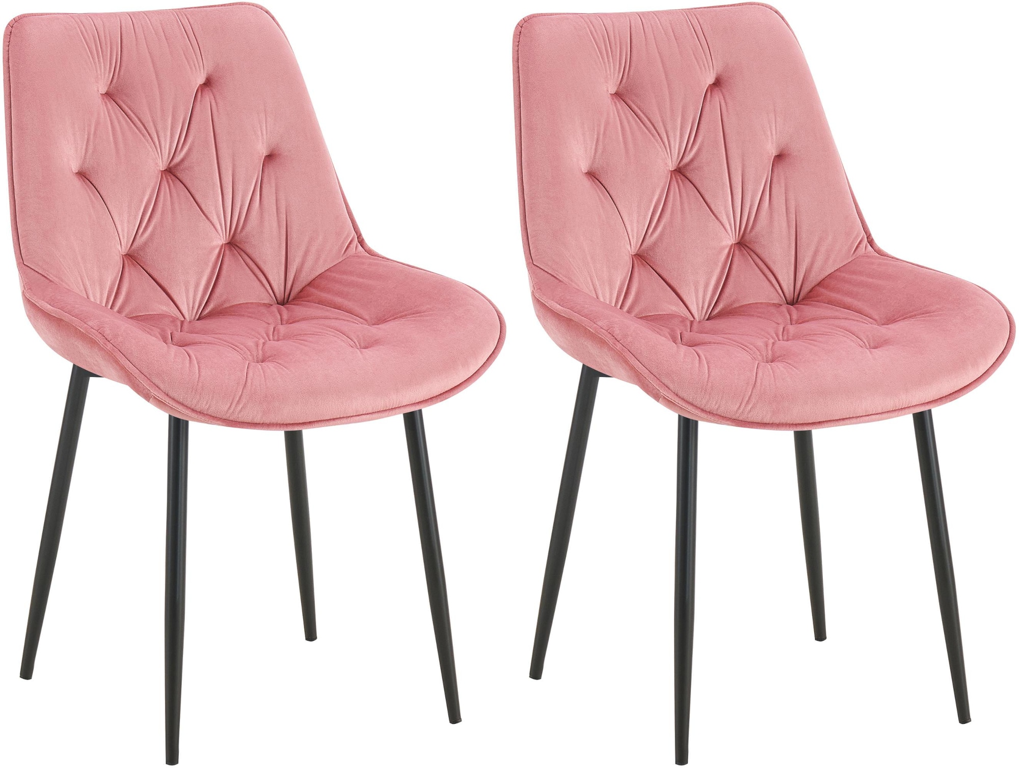 CLP 2er Set Esszimmerstuhl Wallace I Moderner Polsterstuhl mit Samtbezug & Steppung I Metallgestell I 120kg belastbar I Komfortabel - Bild 1