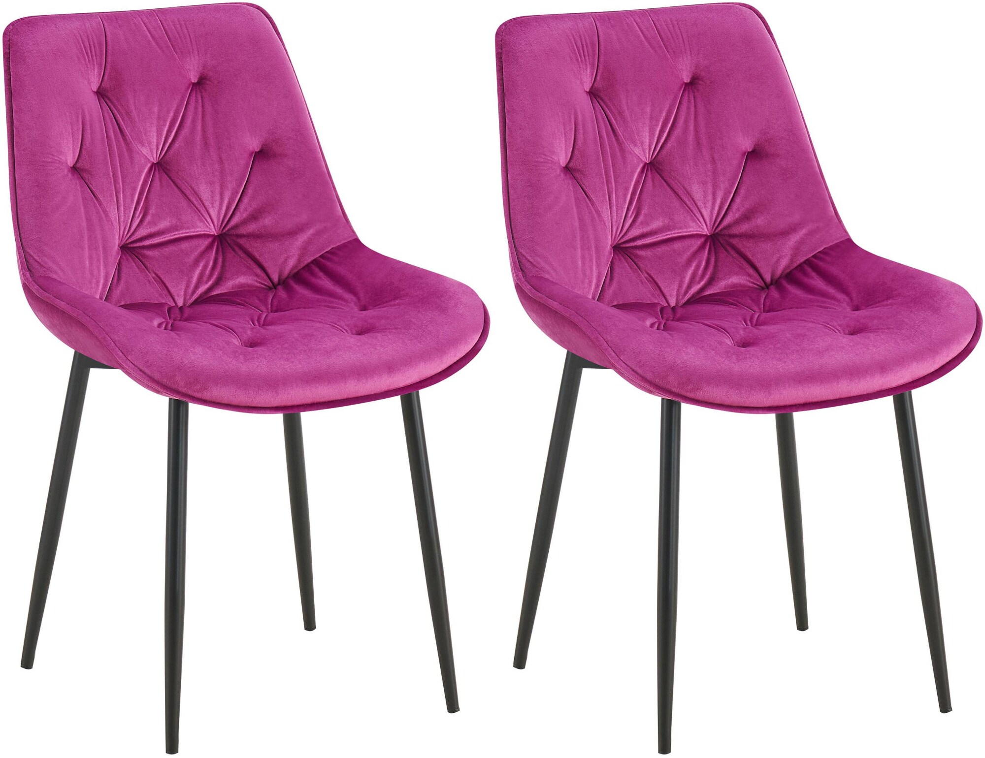 CLP 2er Set Esszimmerstuhl Wallace I Moderner Polsterstuhl mit Samtbezug & Steppung I Metallgestell I 120kg belastbar I Komfortabel - Bild 1