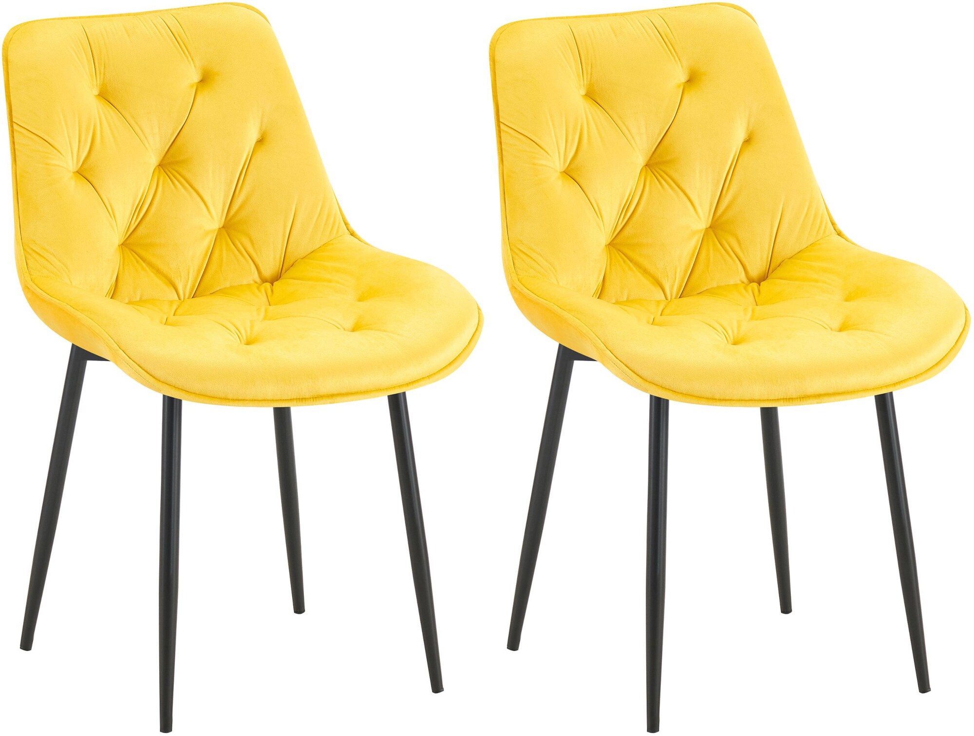 CLP 2er Set Esszimmerstuhl Wallace I Moderner Polsterstuhl mit Samtbezug & Steppung I Metallgestell I 120kg belastbar I Komfortabel - Bild 1