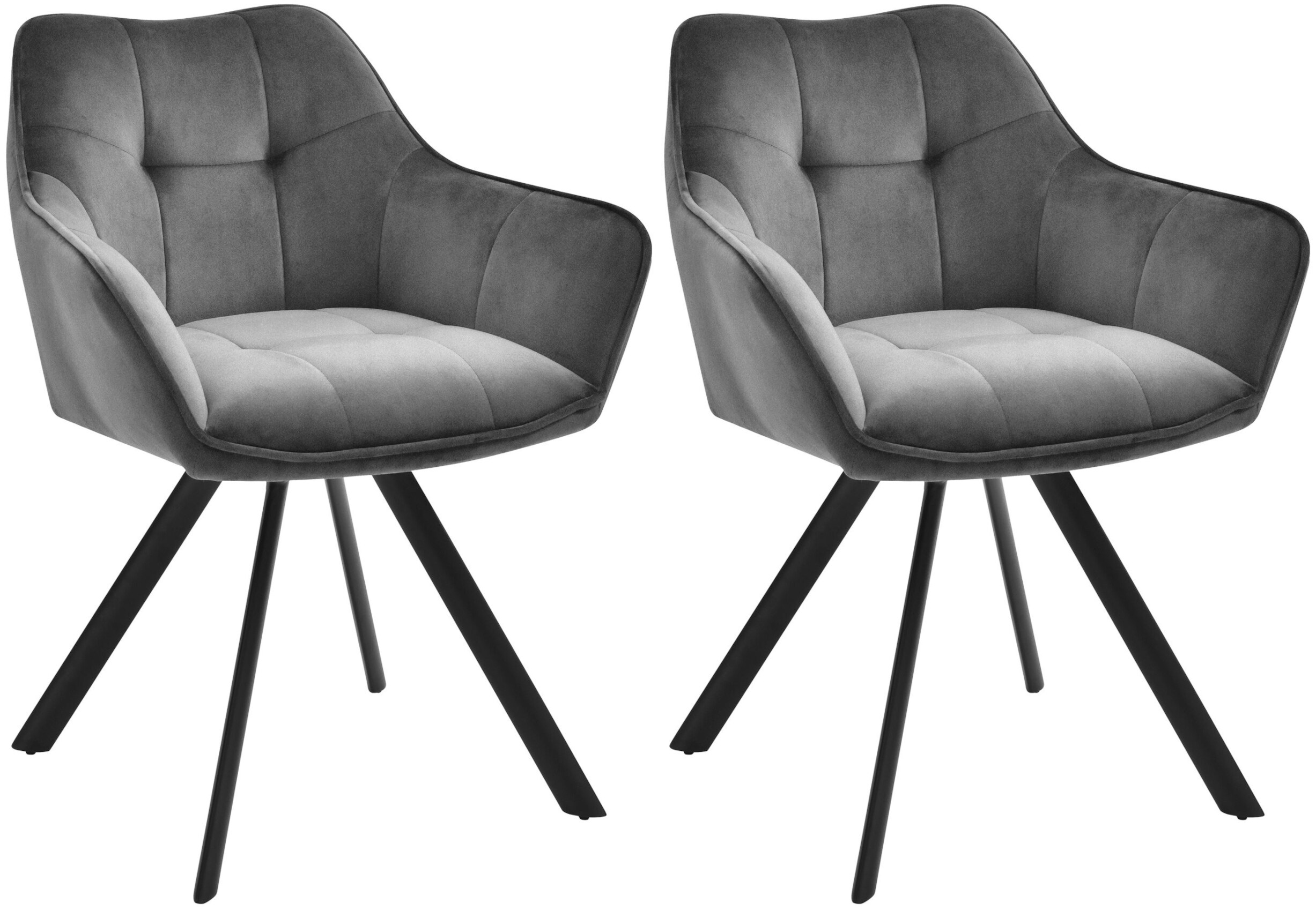 CLP 2er Set Esszimmerstuhl Scott I 180&deg; drehbar & mit R&uuml;ckstellfunktion I Sessel mit Metallgestell und Bodenschonern I Samt oder Stoff - Bild 1