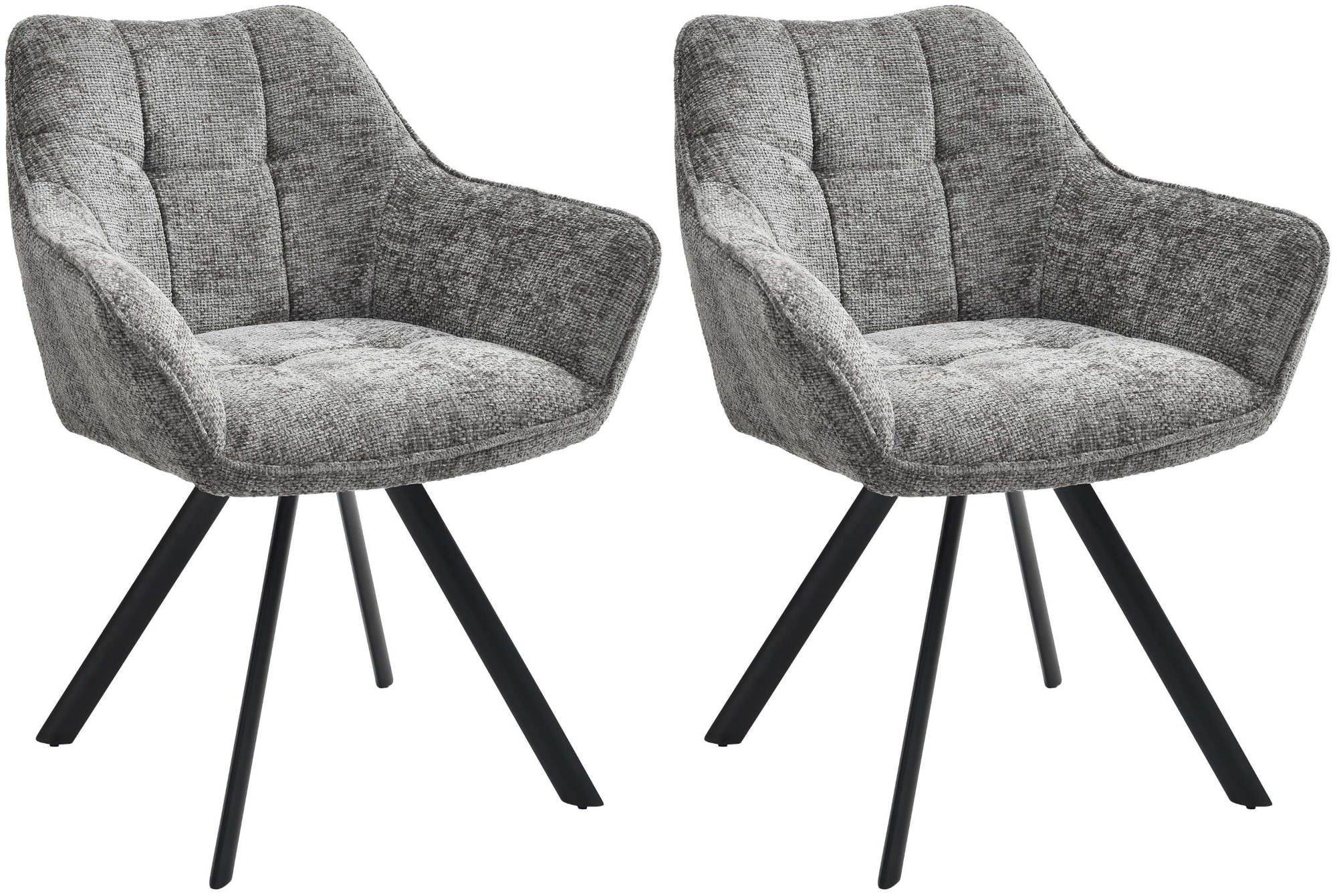 CLP 2er Set Esszimmerstuhl Scott I 180&deg; drehbar & mit R&uuml;ckstellfunktion I Sessel mit Metallgestell und Bodenschonern I Samt oder Stoff - Bild 1