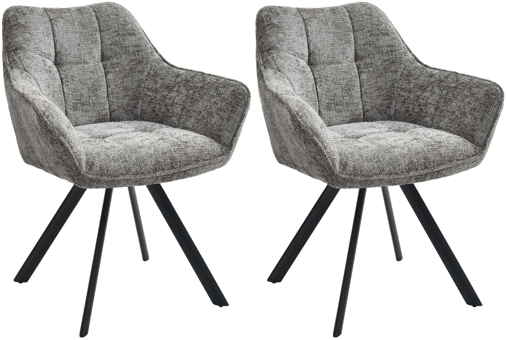 CLP 2er Set Esszimmerstuhl Scott I 180° drehbar & mit Rückstellfunktion I Sessel mit Metallgestell und Bodenschonern I Samt oder Stoff | 04255716365530