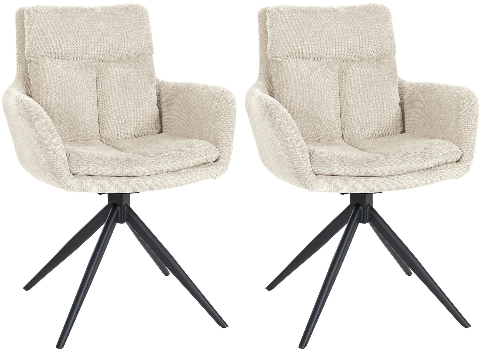 CLP Esszimmerst&uuml;hle 2er Set drehbar Vilas Stoff, 180&deg; schwenkbarer Sessel mit Armlehne und R&uuml;ckenlehne, Metallgestell mit Bodenschonern - Bild 1