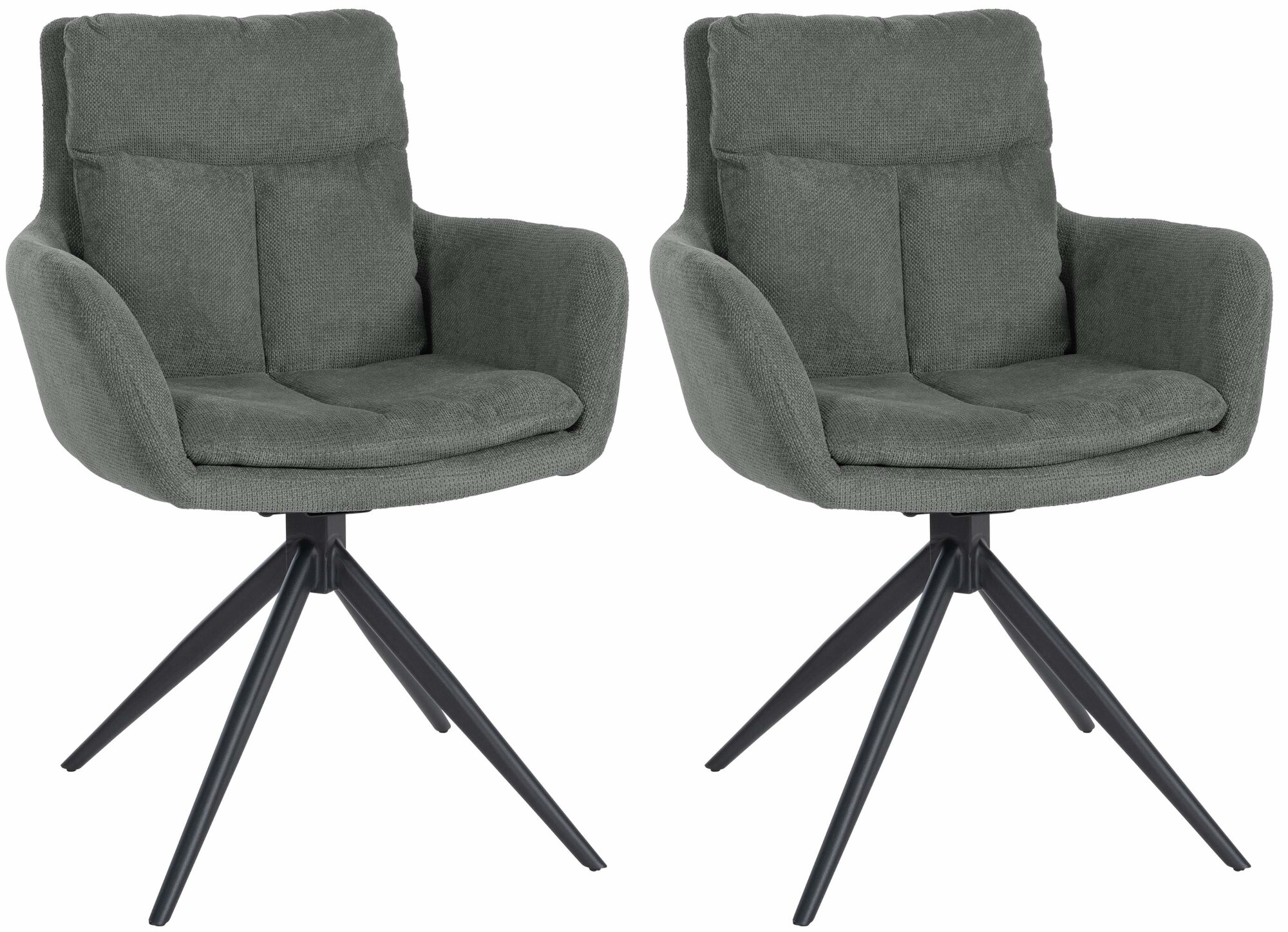 CLP Esszimmerst&uuml;hle 2er Set drehbar Vilas Stoff, 180&deg; schwenkbarer Sessel mit Armlehne und R&uuml;ckenlehne, Metallgestell mit Bodenschonern - Bild 1