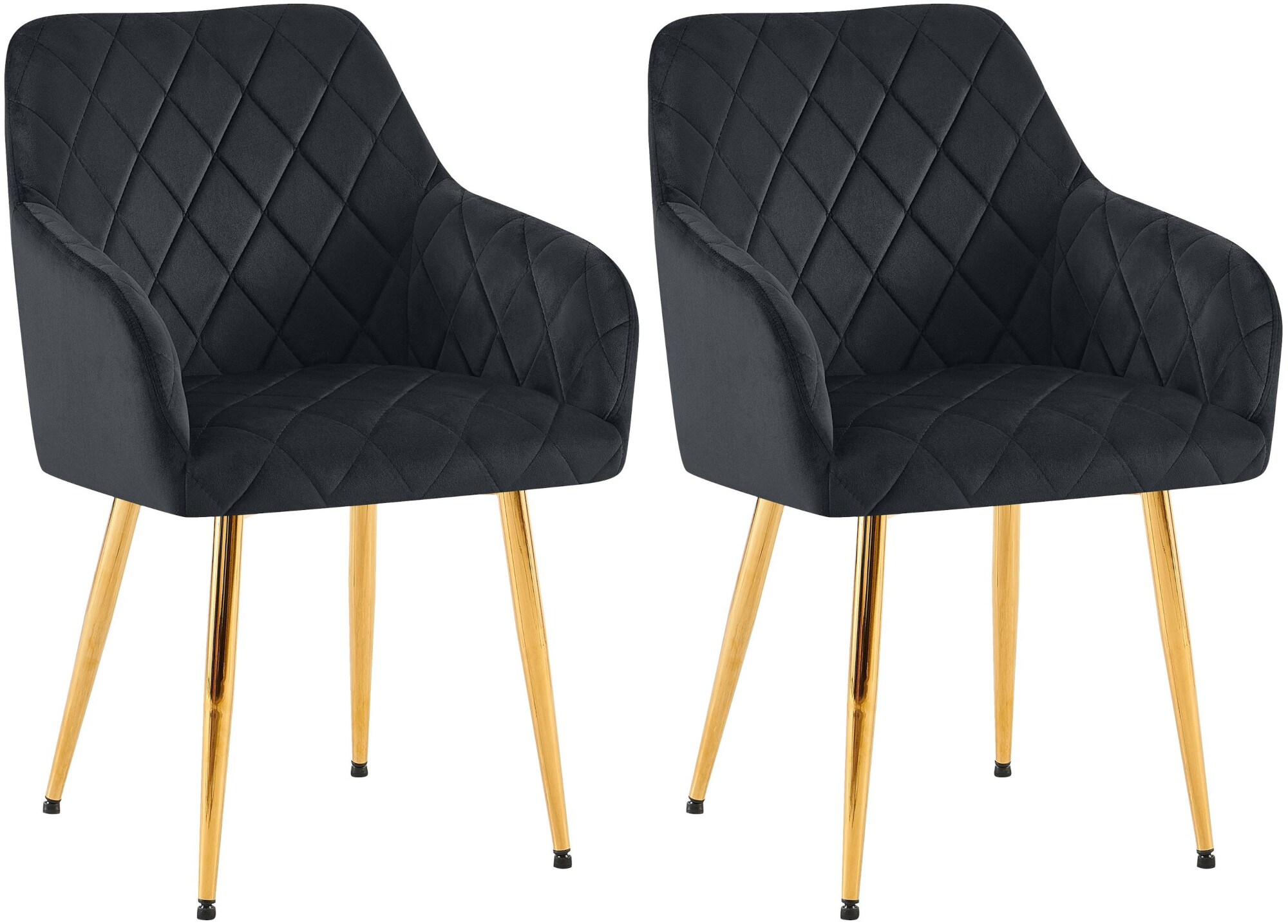 CLP 2er Set Esszimmerst&uuml;hle Monett I Polsterst&uuml;hle mit Samtbezug I K&uuml;chenst&uuml;hle mit stabilem Metallgestell - Bild 1