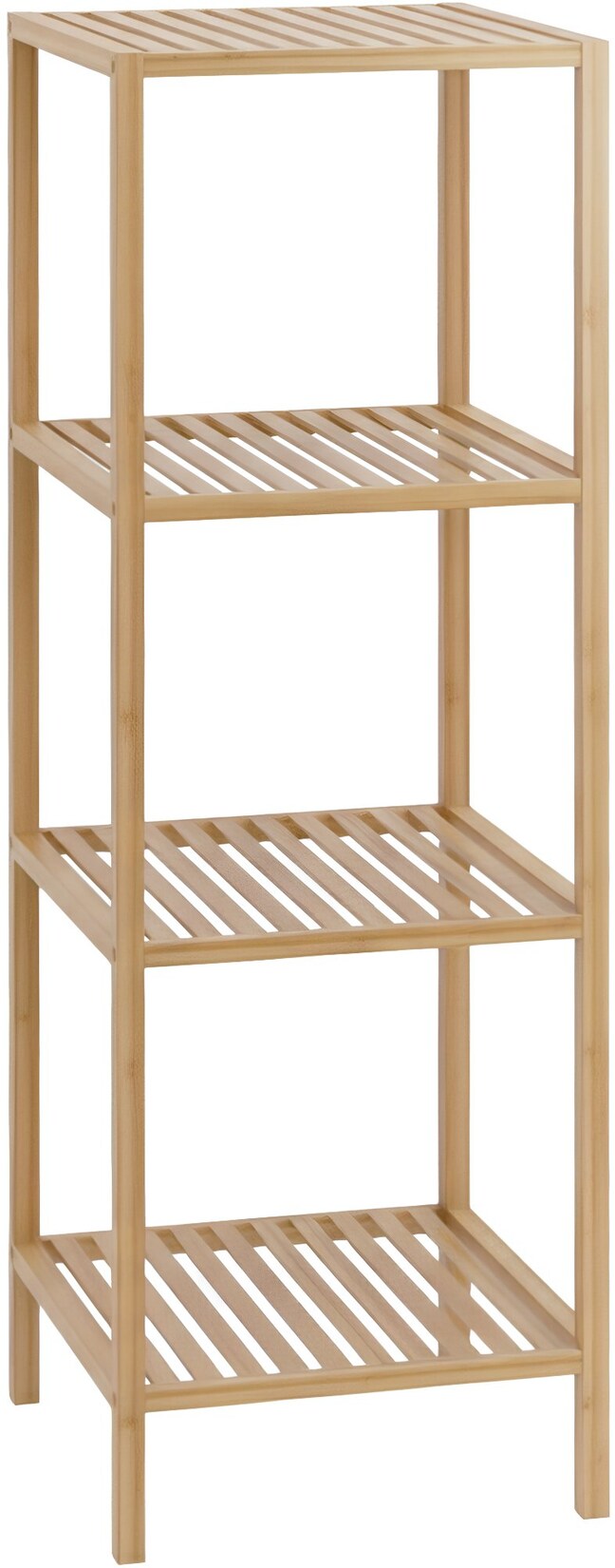 CLP Badregal stehend Bambus Zinnien, Holzregal Badezimmer schmal, Küchenregal stabil und belastbar, Tragfähigkeit 10 kg pro Regalboden | 04255716368012
