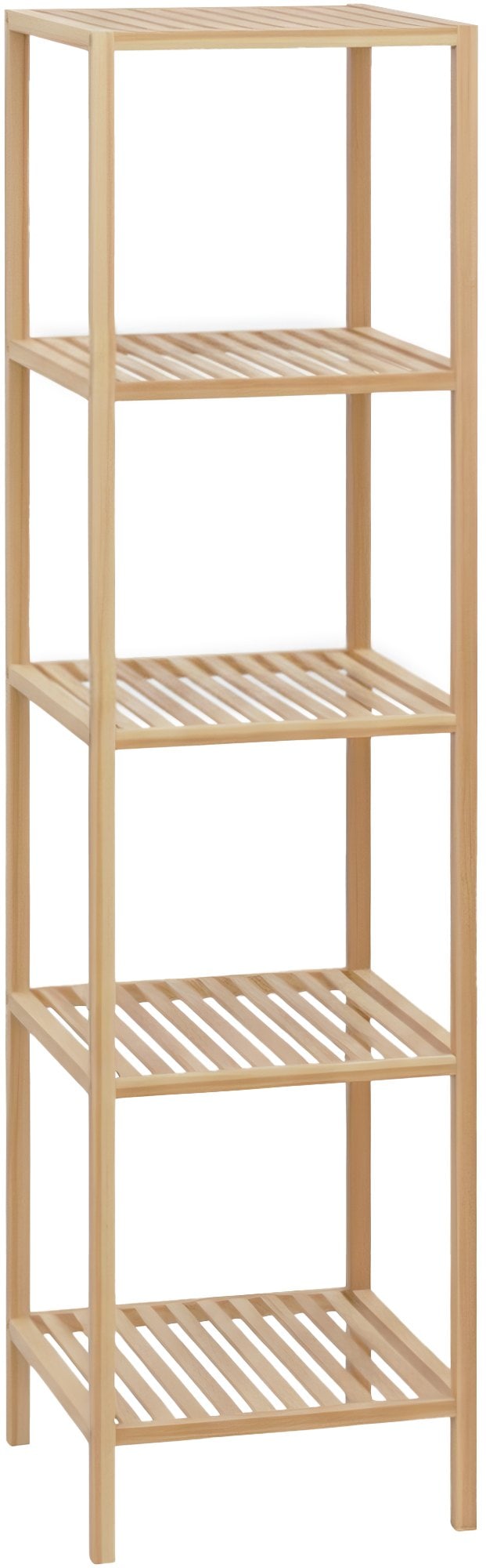 CLP Badregal stehend Bambus Zinnien, Holzregal Badezimmer schmal, K&uuml;chenregal stabil und belastbar, Tragf&auml;higkeit 10 kg pro Regalboden - Bild 1