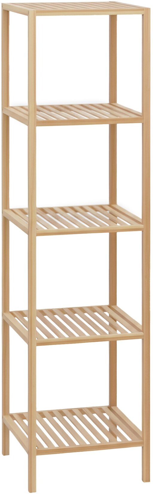 CLP Badregal stehend Bambus Zinnien, Holzregal Badezimmer schmal, Küchenregal stabil und belastbar, Tragfähigkeit 10 kg pro Regalboden