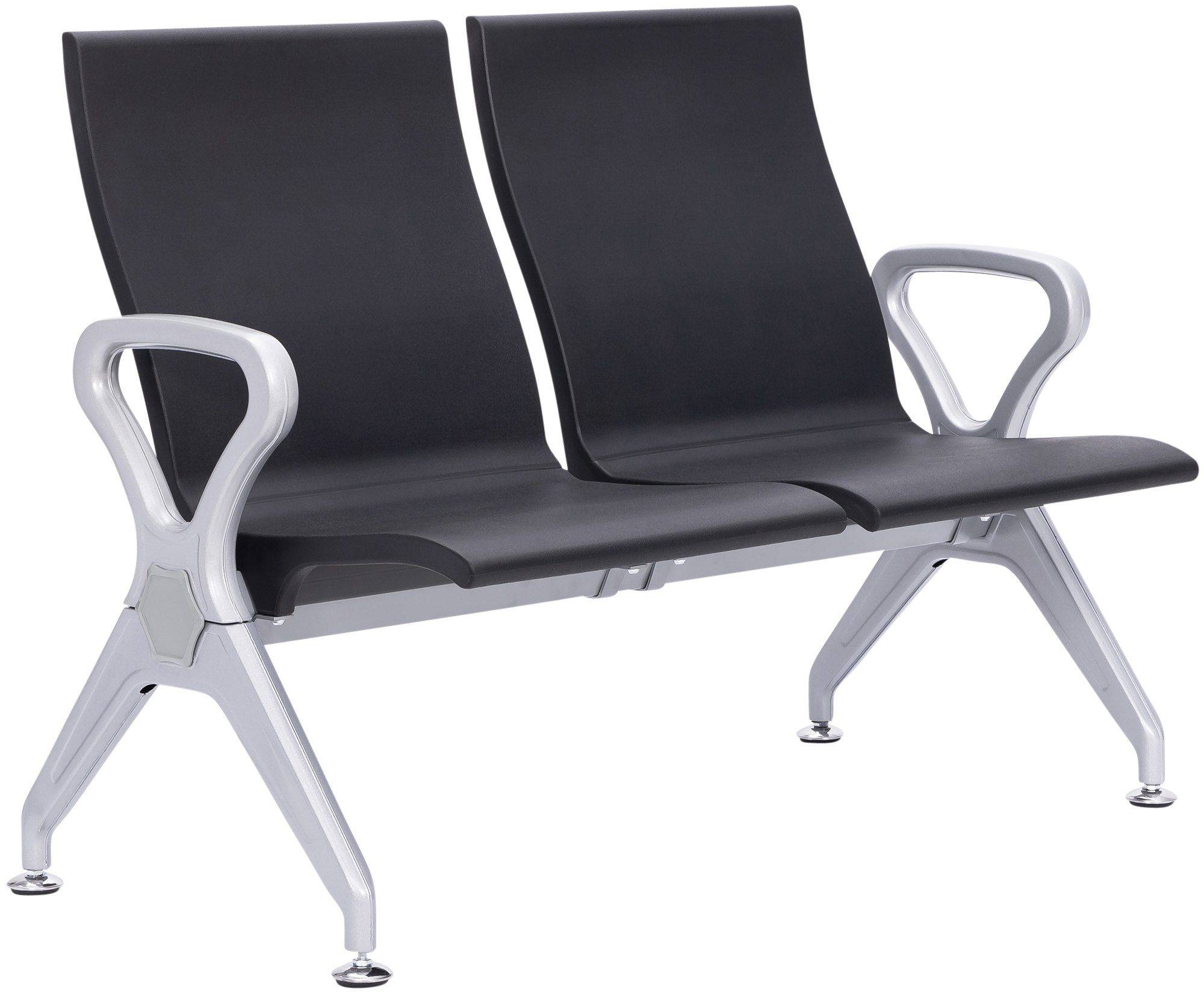 CLP Wartebank Airport-Stil Ermin, Sitzbank Flur mit Lehne, ergonomische Sitzschalen, Wartest&uuml;hle mit robustem Alu-Gestell, bis 150 kg je Sitz - Bild 1
