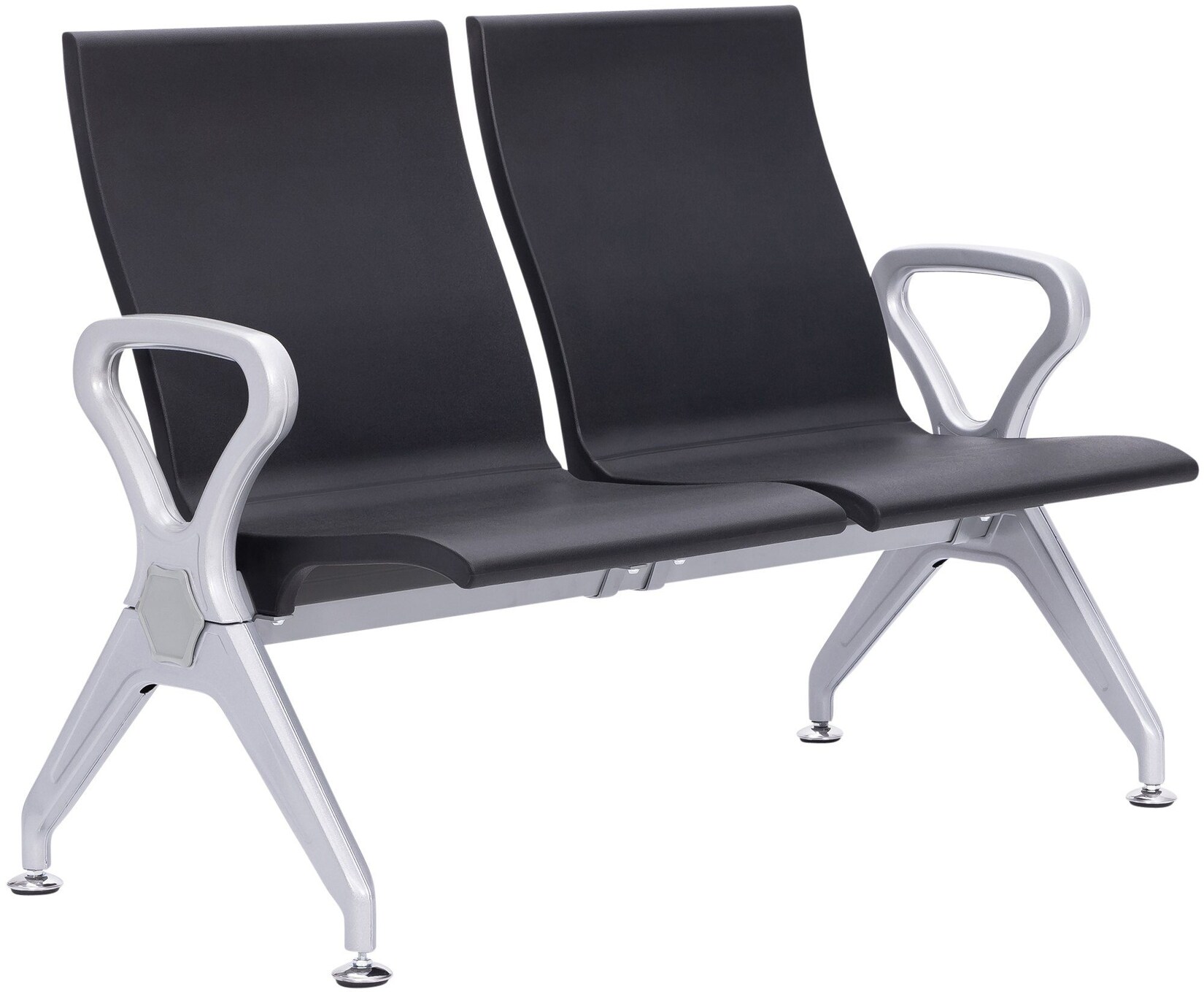 CLP Wartebank Airport-Stil Ermin, Sitzbank Flur mit Lehne, ergonomische Sitzschalen, Wartestühle mit robustem Alu-Gestell, bis 150 kg je …