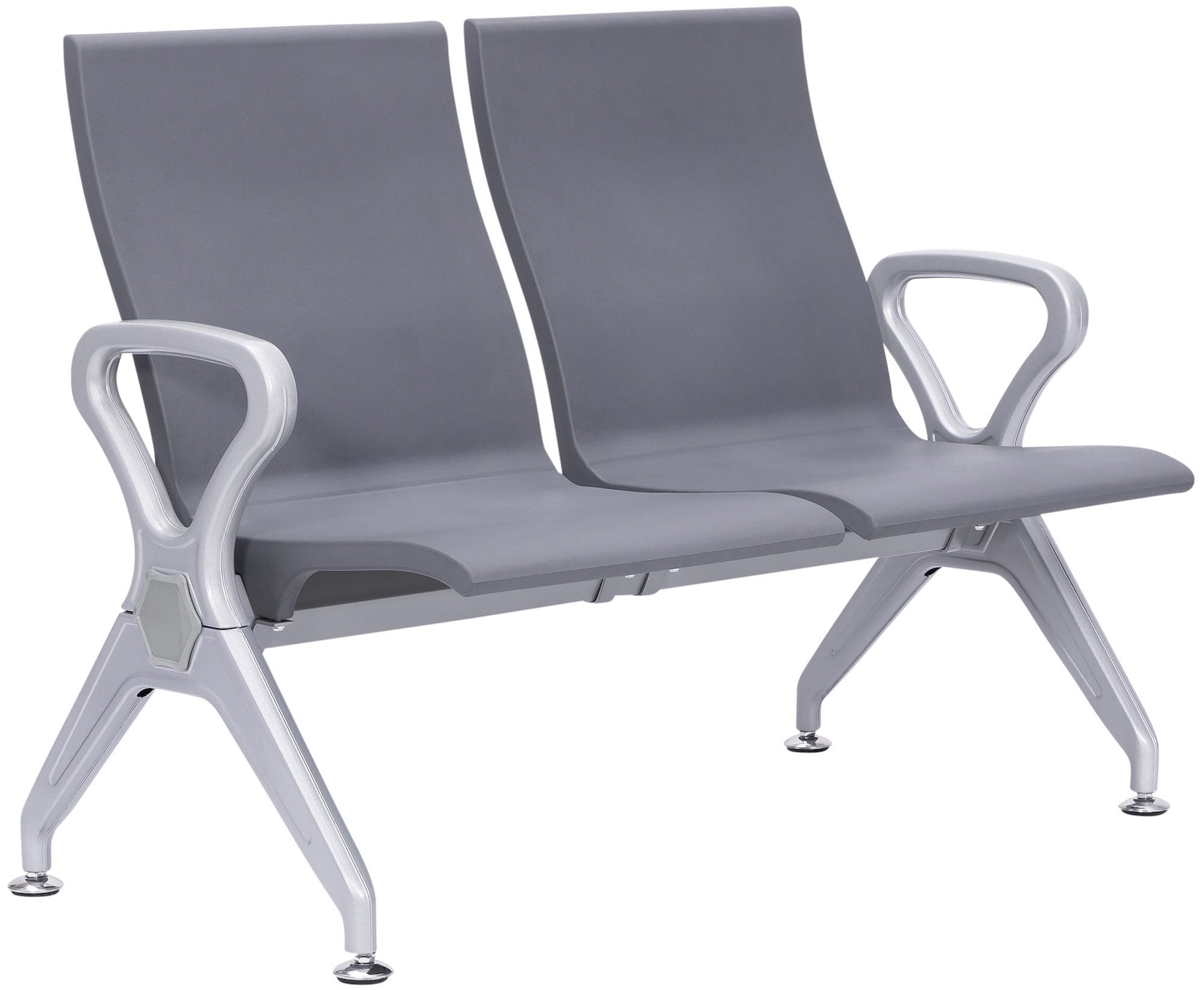 CLP Wartebank Airport-Stil Ermin, Sitzbank Flur mit Lehne, ergonomische Sitzschalen, Wartestühle mit robustem Alu-Gestell, bis 150 kg je Sitz