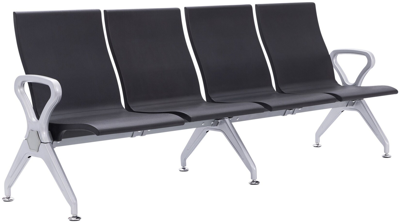 CLP Wartebank Airport-Stil Ermin, Sitzbank Flur mit Lehne, ergonomische Sitzschalen, Wartestühle mit robustem Alu-Gestell, bis 150 kg je Sitz