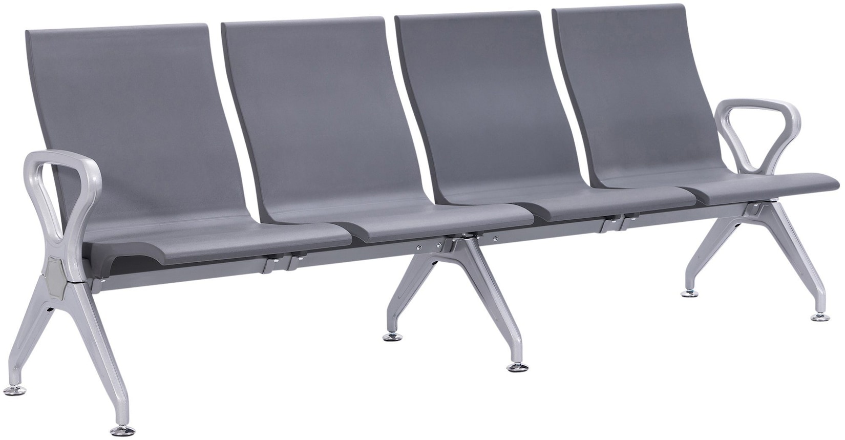 CLP Wartebank Airport-Stil Ermin, Sitzbank Flur mit Lehne, ergonomische Sitzschalen, Wartestühle mit robustem Alu-Gestell, bis 150 kg je Sitz