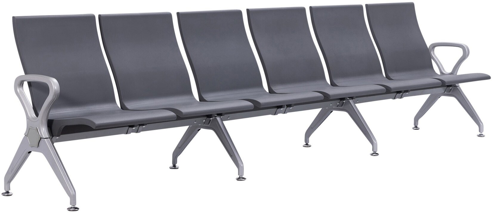 CLP Wartebank Airport-Stil Ermin, Sitzbank Flur mit Lehne, ergonomische Sitzschalen, Wartestühle mit robustem Alu-Gestell, bis 150 kg je …