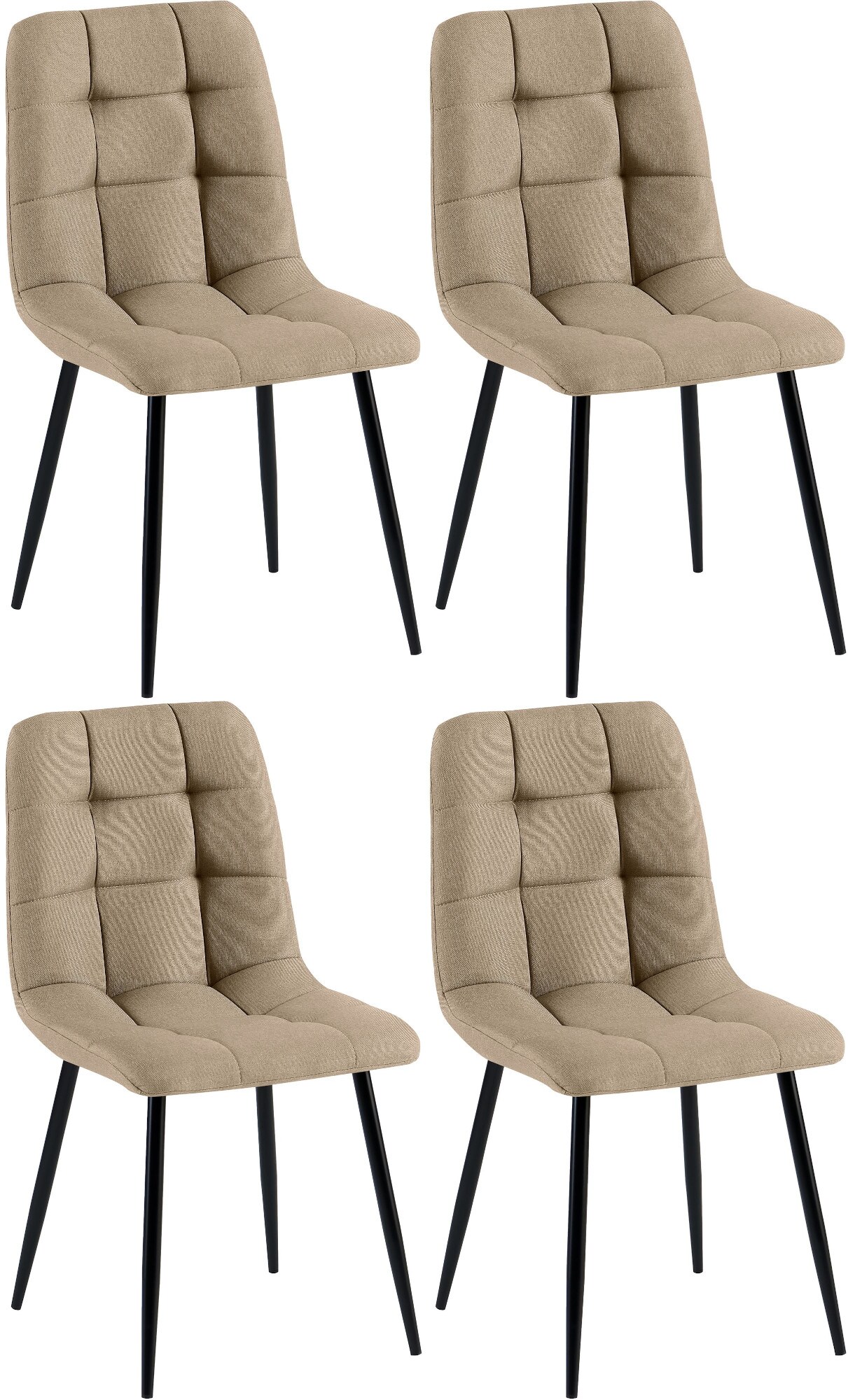 CLP 4er Set Esszimmerstuhl Tilde, K&uuml;chenst&uuml;hle gepolstert mit gestepptem Bezug, Polsterst&uuml;hle mit Metallgestell, bis 150 kg belastbar - Bild 1