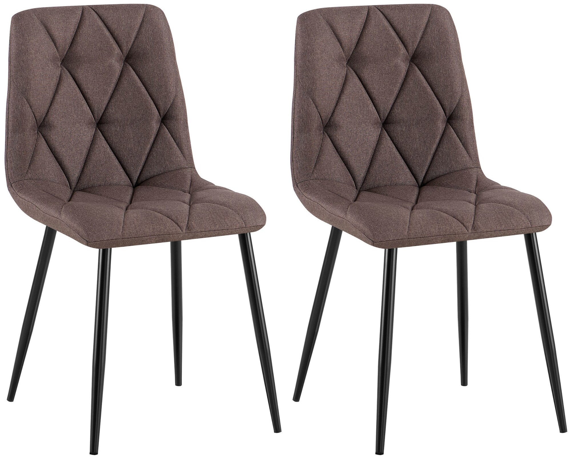 CLP Esszimmerstuhl 2er Set Clairton, K&uuml;chenstuhl gepolstert mit gestepptem Bezug, mit schwarzem Metallgestell, bis 150 kg belastbar - Bild 1