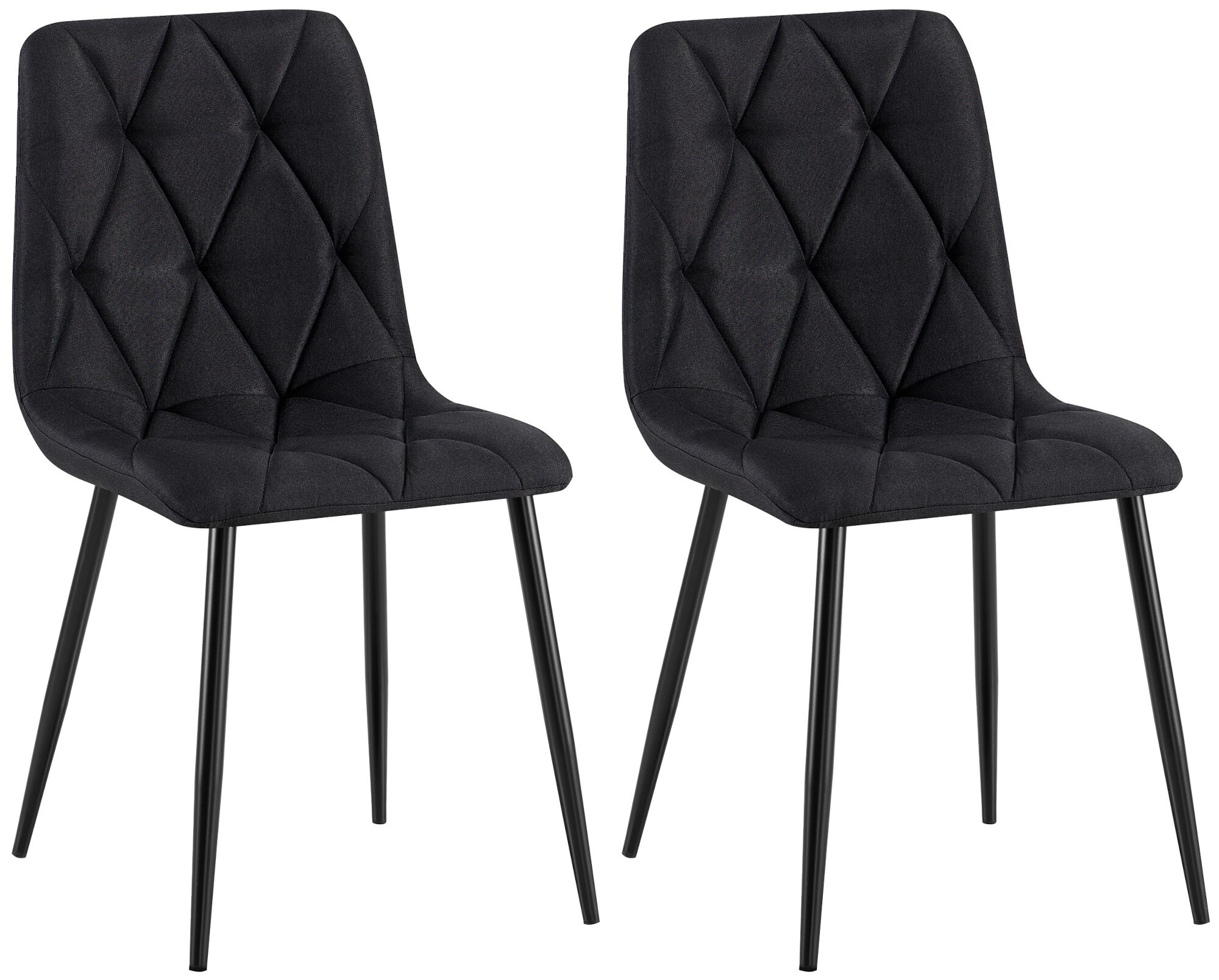 CLP Esszimmerstuhl 2er Set Clairton, K&uuml;chenstuhl gepolstert mit gestepptem Bezug, mit schwarzem Metallgestell, bis 150 kg belastbar - Bild 1