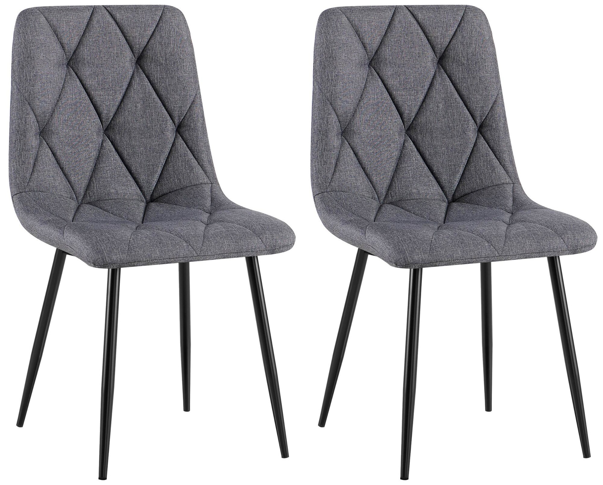 CLP Esszimmerstuhl 2er Set Clairton, K&uuml;chenstuhl gepolstert mit gestepptem Bezug, mit schwarzem Metallgestell, bis 150 kg belastbar - Bild 1