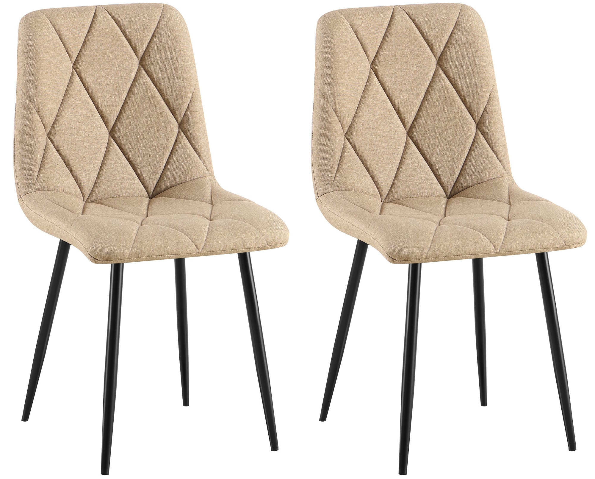 CLP Esszimmerstuhl 2er Set Clairton, K&uuml;chenstuhl gepolstert mit gestepptem Bezug, mit schwarzem Metallgestell, bis 150 kg belastbar - Bild 1