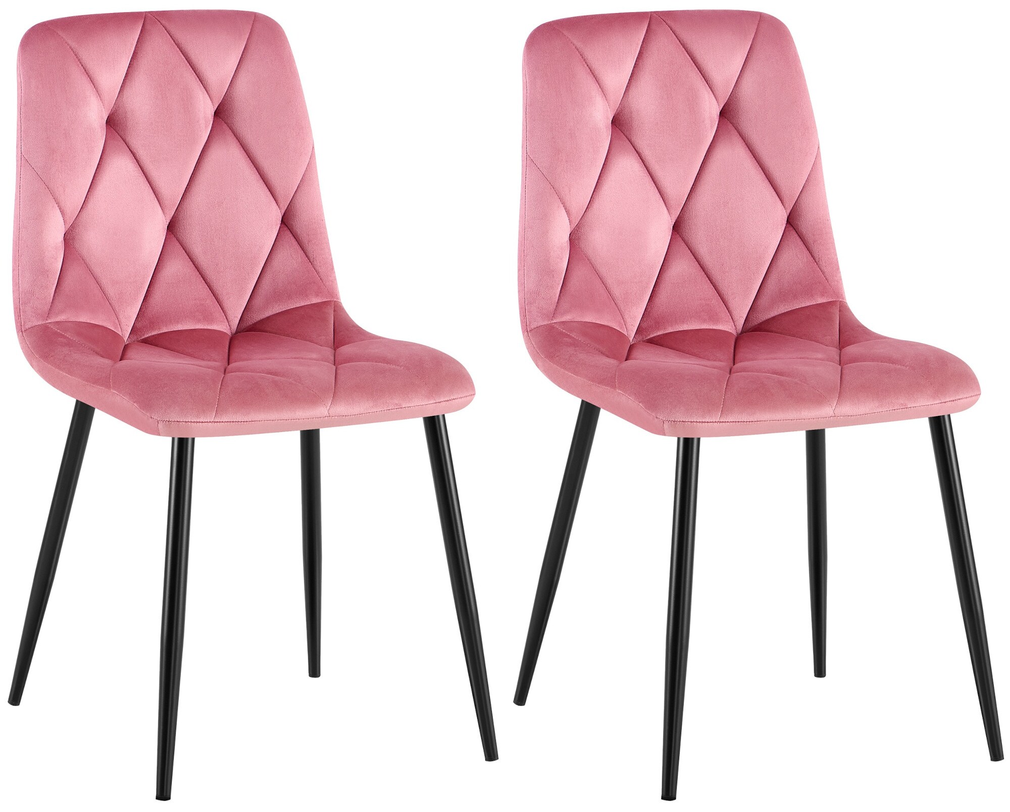 CLP Esszimmerstuhl 2er Set Clairton, K&uuml;chenstuhl gepolstert mit gestepptem Bezug, mit schwarzem Metallgestell, bis 150 kg belastbar - Bild 1