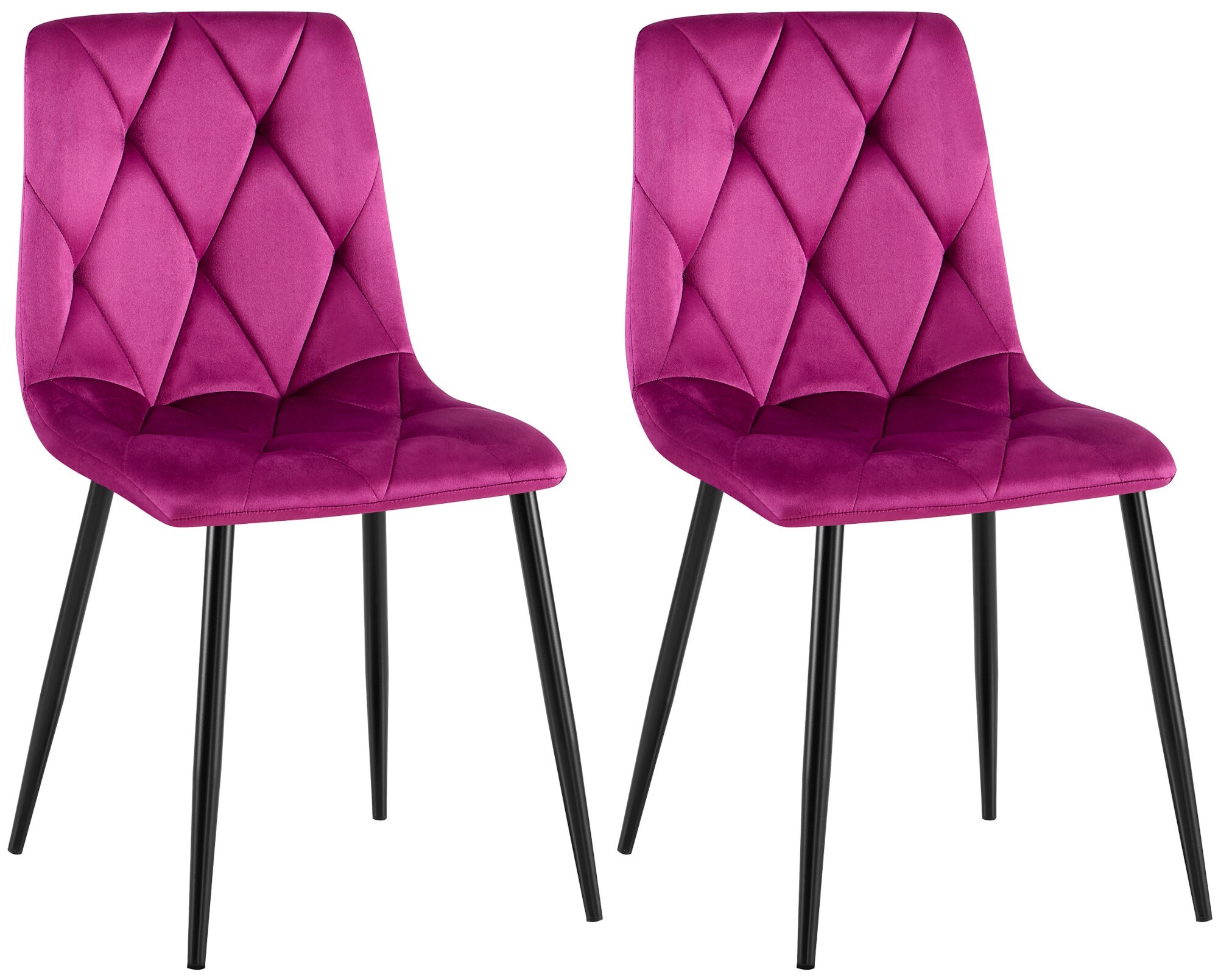 CLP Esszimmerstuhl 2er Set Clairton, K&uuml;chenstuhl gepolstert mit gestepptem Bezug, mit schwarzem Metallgestell, bis 150 kg belastbar - Bild 1