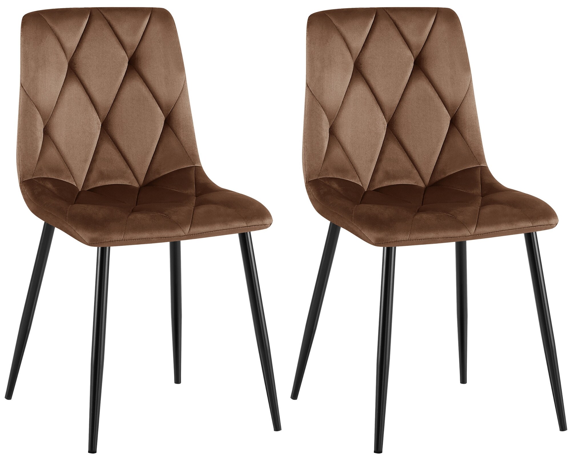 CLP Esszimmerstuhl 2er Set Clairton, K&uuml;chenstuhl gepolstert mit gestepptem Bezug, mit schwarzem Metallgestell, bis 150 kg belastbar - Bild 1