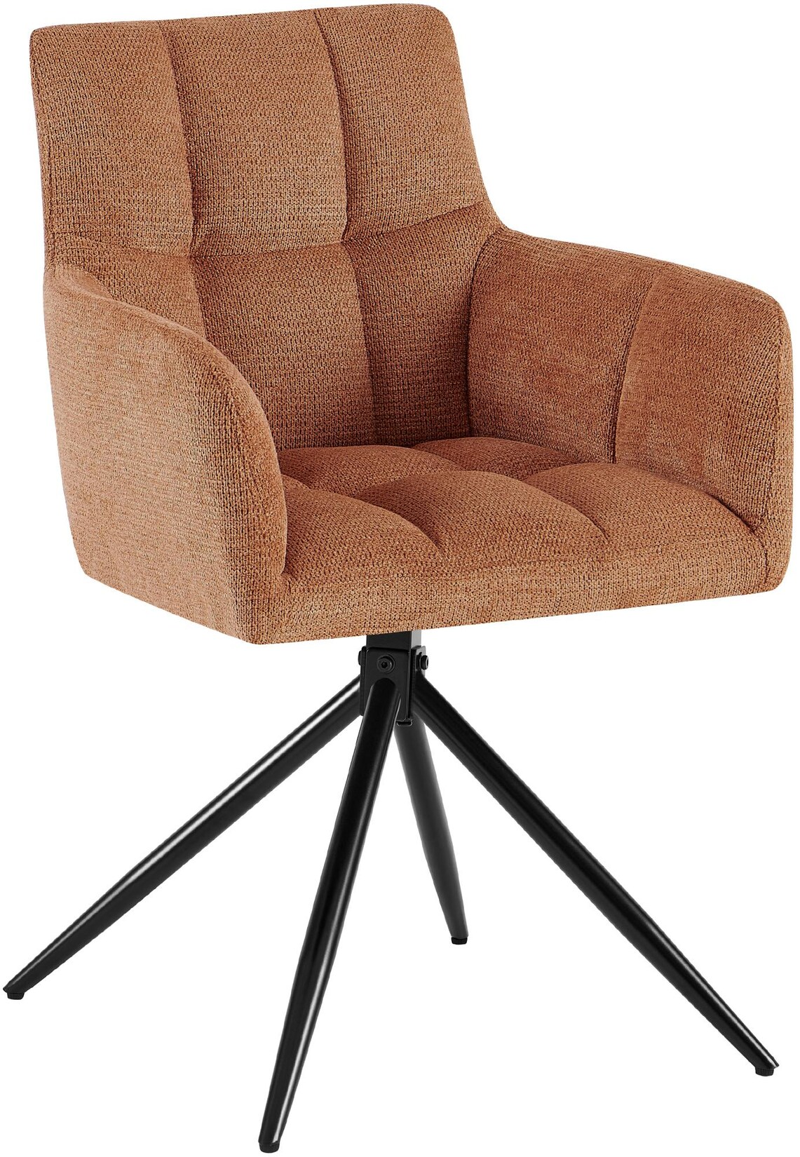 CLP Esszimmerstuhl Jonah, schwenkbarer Polsterstuhl mit Armlehne, 180° Auto-Rückstellmechanismus, Stoffbezug pflegeleicht, Stuhl für Küche | 04255716369972