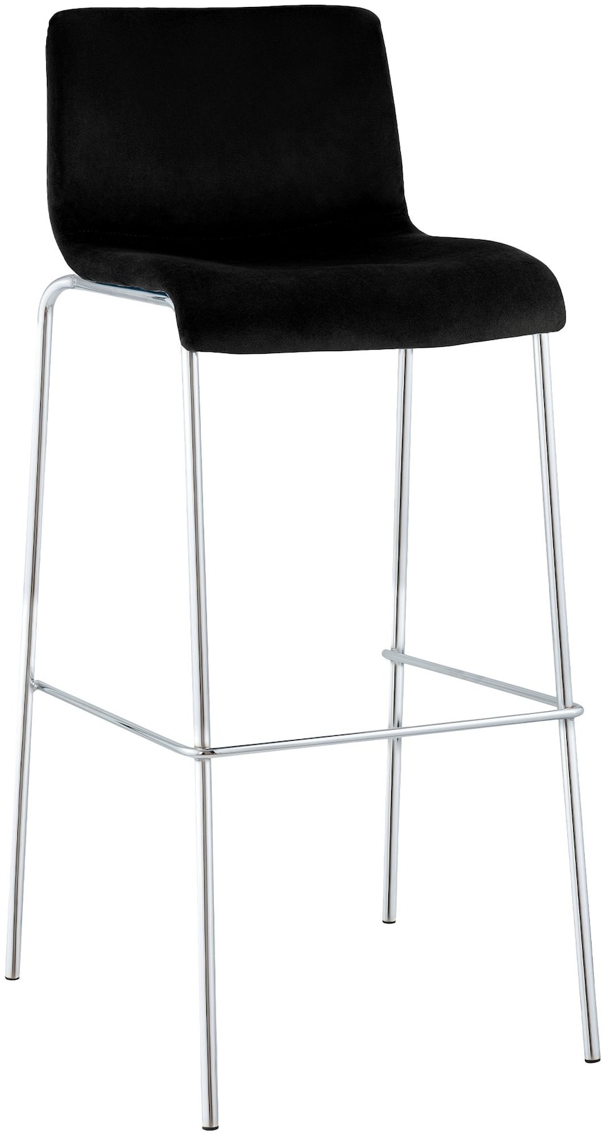 CLP Barhocker mit Lehne Hover, Barstuhl gepolstert mit Samtbezug, Tresenstuhl mit Metallgestell Chrom, Tresenhocker bis 150 kg belastbar