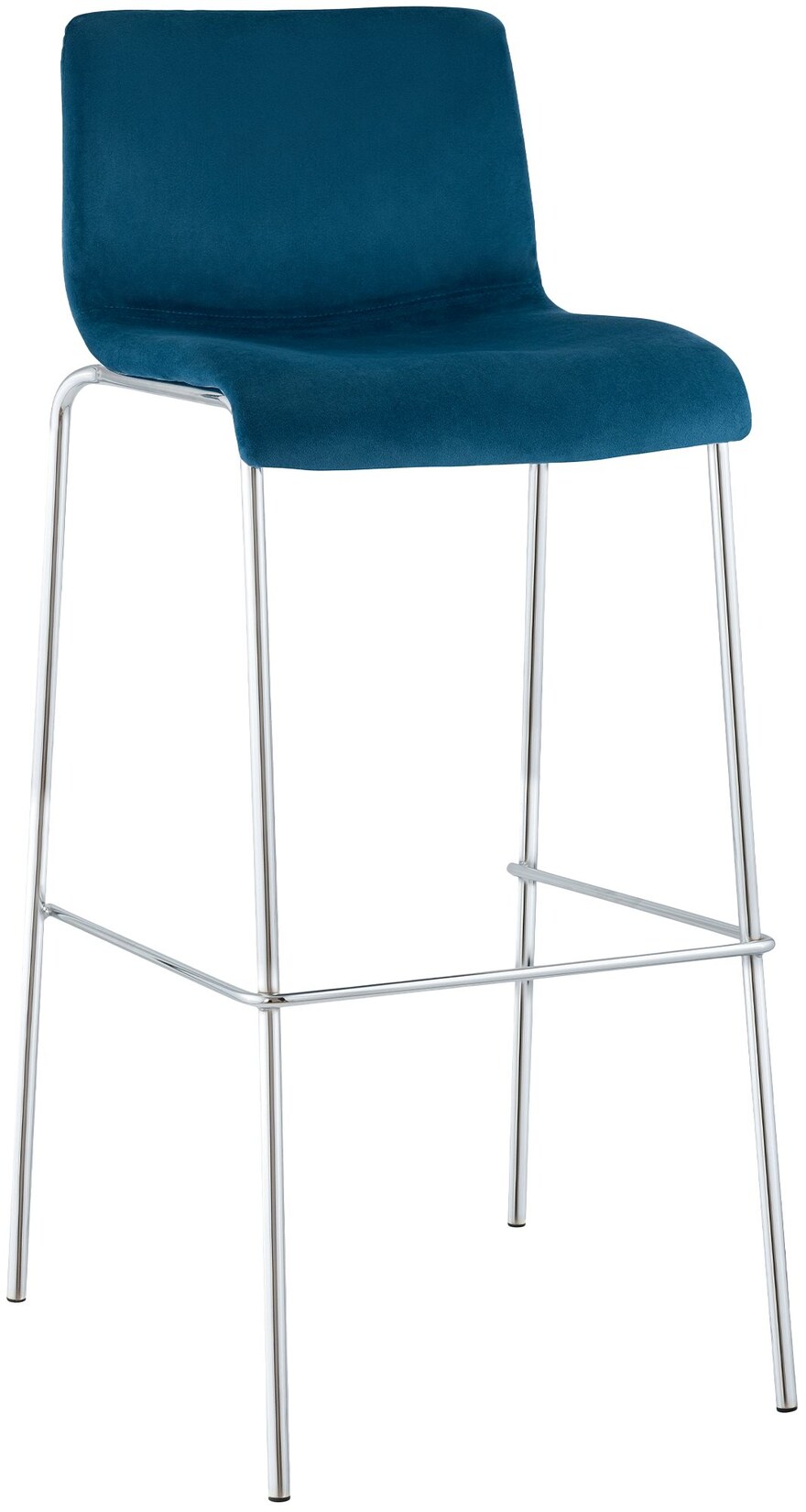 CLP Barhocker mit Lehne Hover, Barstuhl gepolstert mit Samtbezug, Tresenstuhl mit Metallgestell Chrom, Tresenhocker bis 150 kg belastbar
