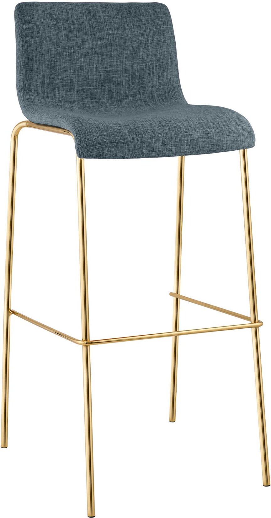 CLP Barhocker Hoover Stoff 4-Fuß Gold Farbe: blau