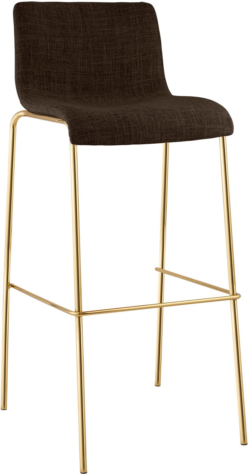 CLP Barhocker mit Lehne Hover, Barstuhl stapelbar mit Stoffbezug, Metallgestell Goldoptik, Stapelstuhl bis 150 kg belastbar