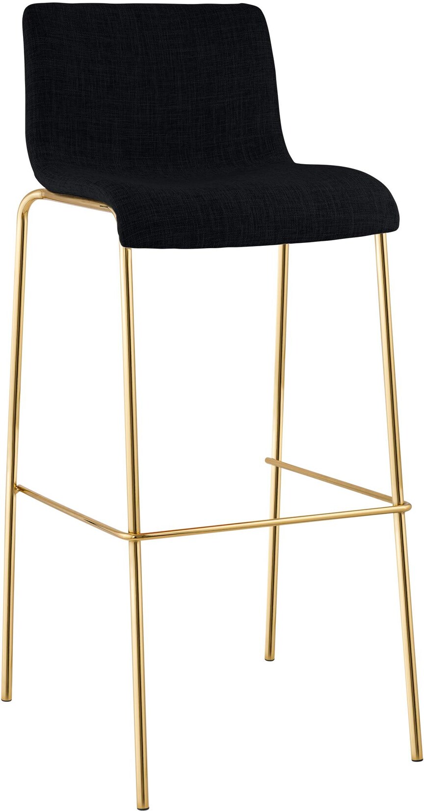 CLP Barhocker mit Lehne Hover, Barstuhl stapelbar mit Stoffbezug, Metallgestell Goldoptik, Stapelstuhl bis 150 kg belastbar