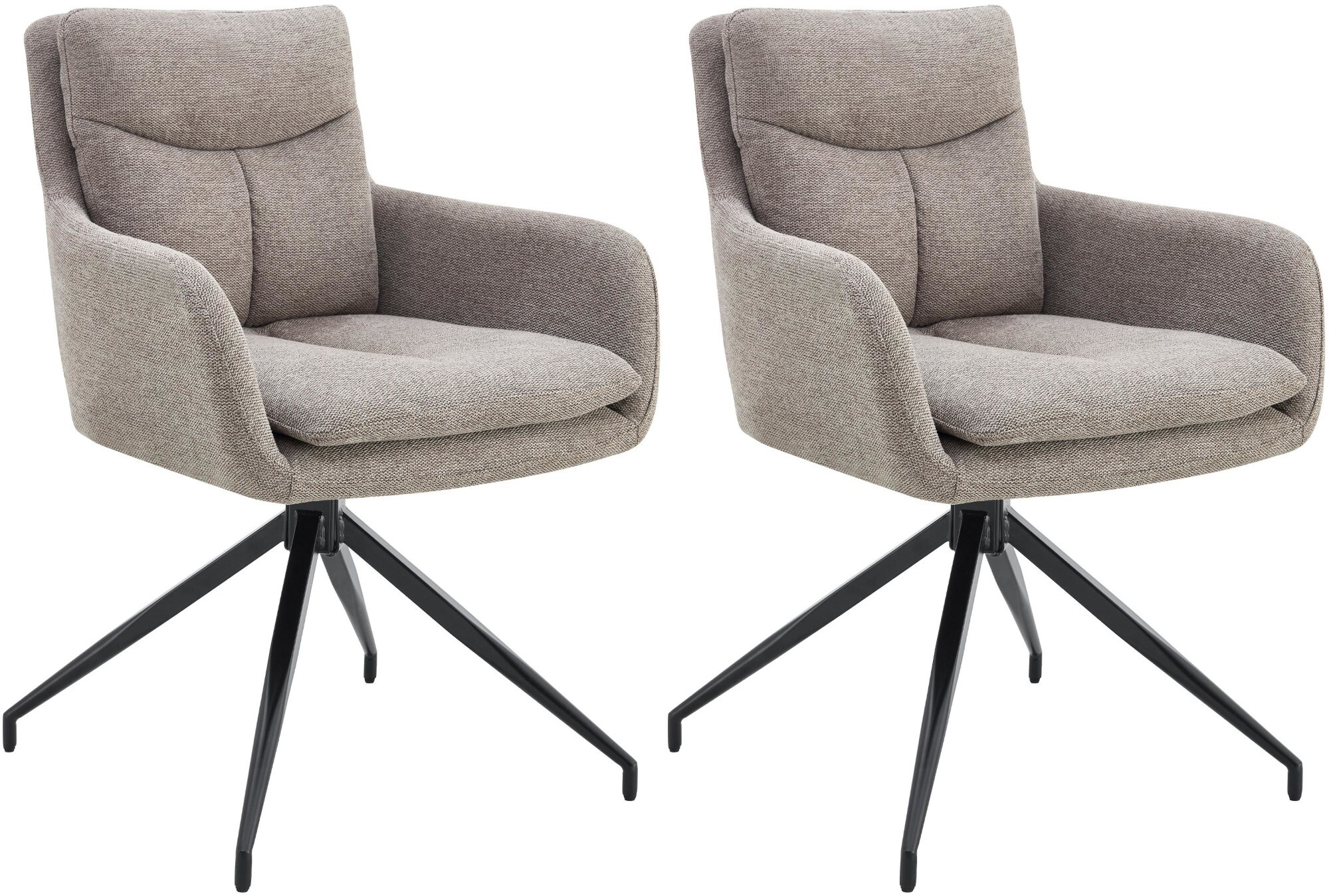 CLP Esszimmerstuhl 2er Set drehbar Somers Stoff, 180&deg; schwenkbare Sessel mit Armlehnen und R&uuml;ckenlehnen, K&uuml;chenst&uuml;hle gepolstert - Bild 1