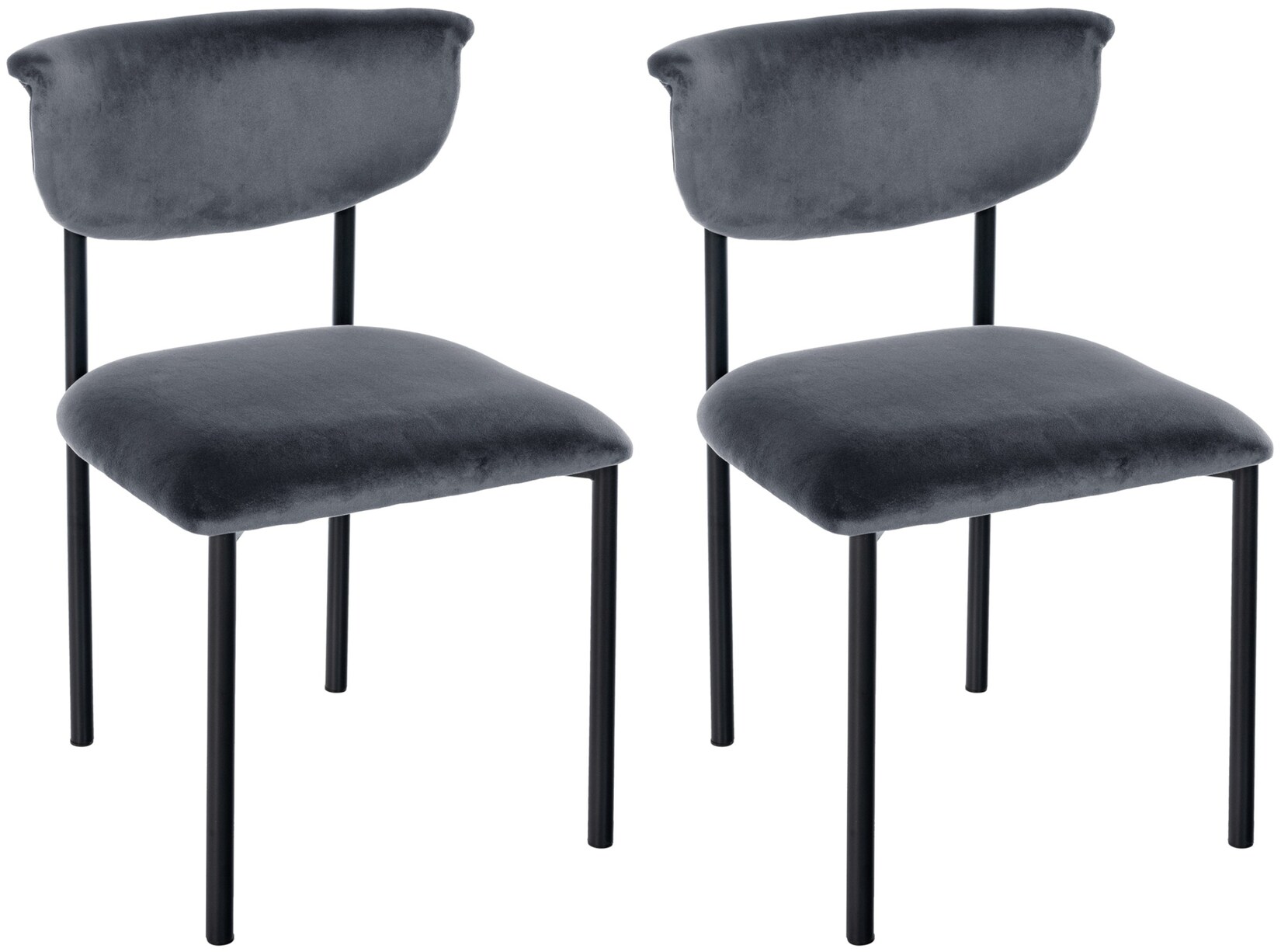 CLP 2er Set Esszimmerstuhl Gambell Samt, Küchenstuhl bis 130 kg belastbar, Stuhl mit Rückenlehne für Küche, Wohnzimmer oder Schlafzimmer | 04255716371654