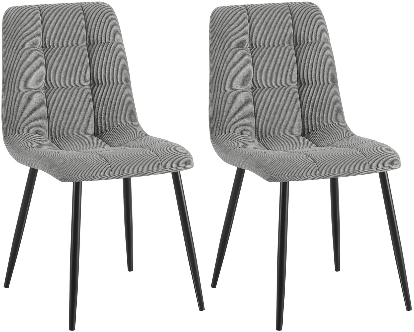 CLP 2er Set Esszimmerstuhl Tilde, Küchenstühle gepolstert mit gestepptem Bezug, Polsterstühle mit Metallgestell, bis 150 kg belastbar | 04255716371876