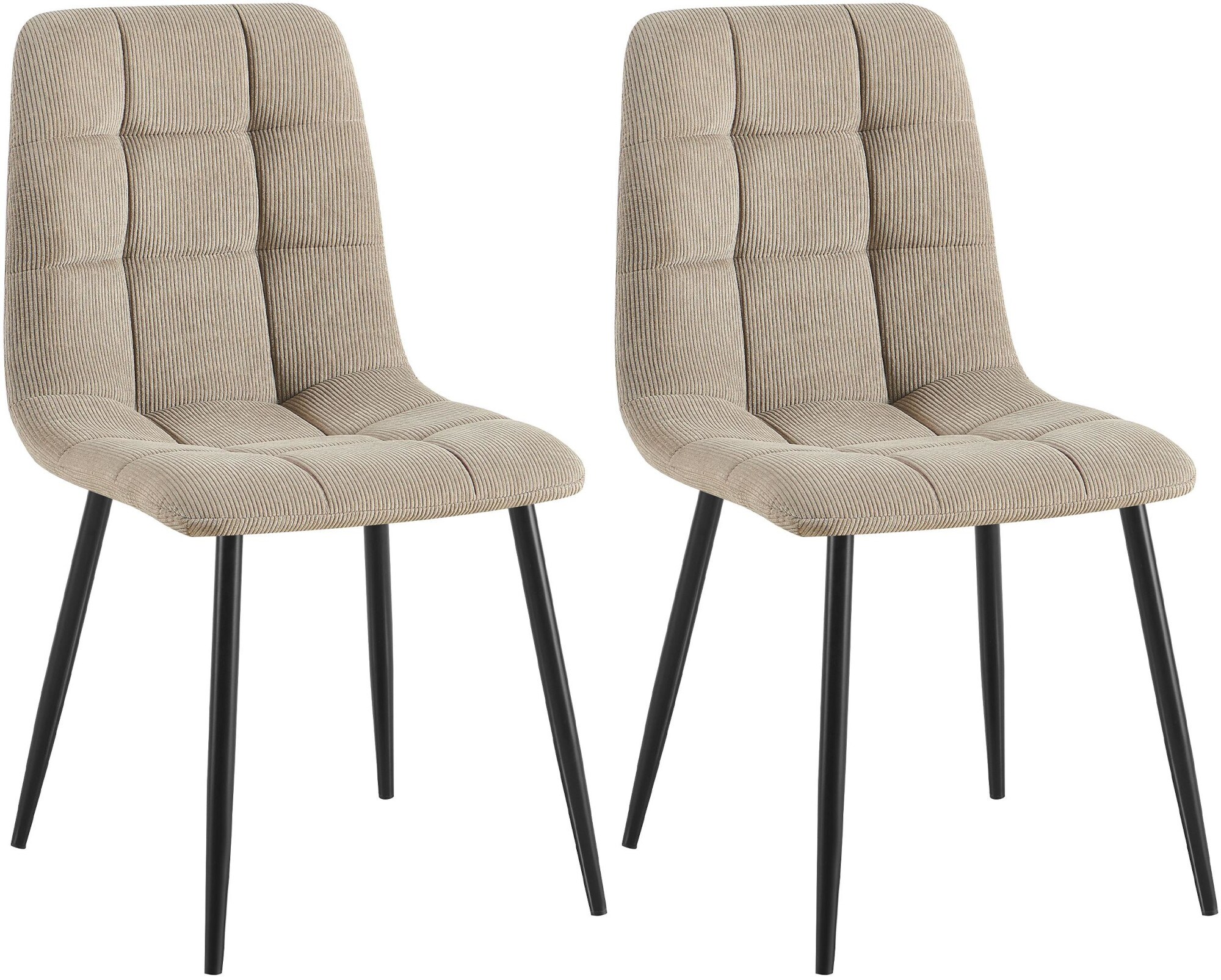 CLP 2er Set Esszimmerstuhl Tilde, K&uuml;chenst&uuml;hle gepolstert mit gestepptem Bezug, Polsterst&uuml;hle mit Metallgestell, bis 150 kg belastbar - Bild 1