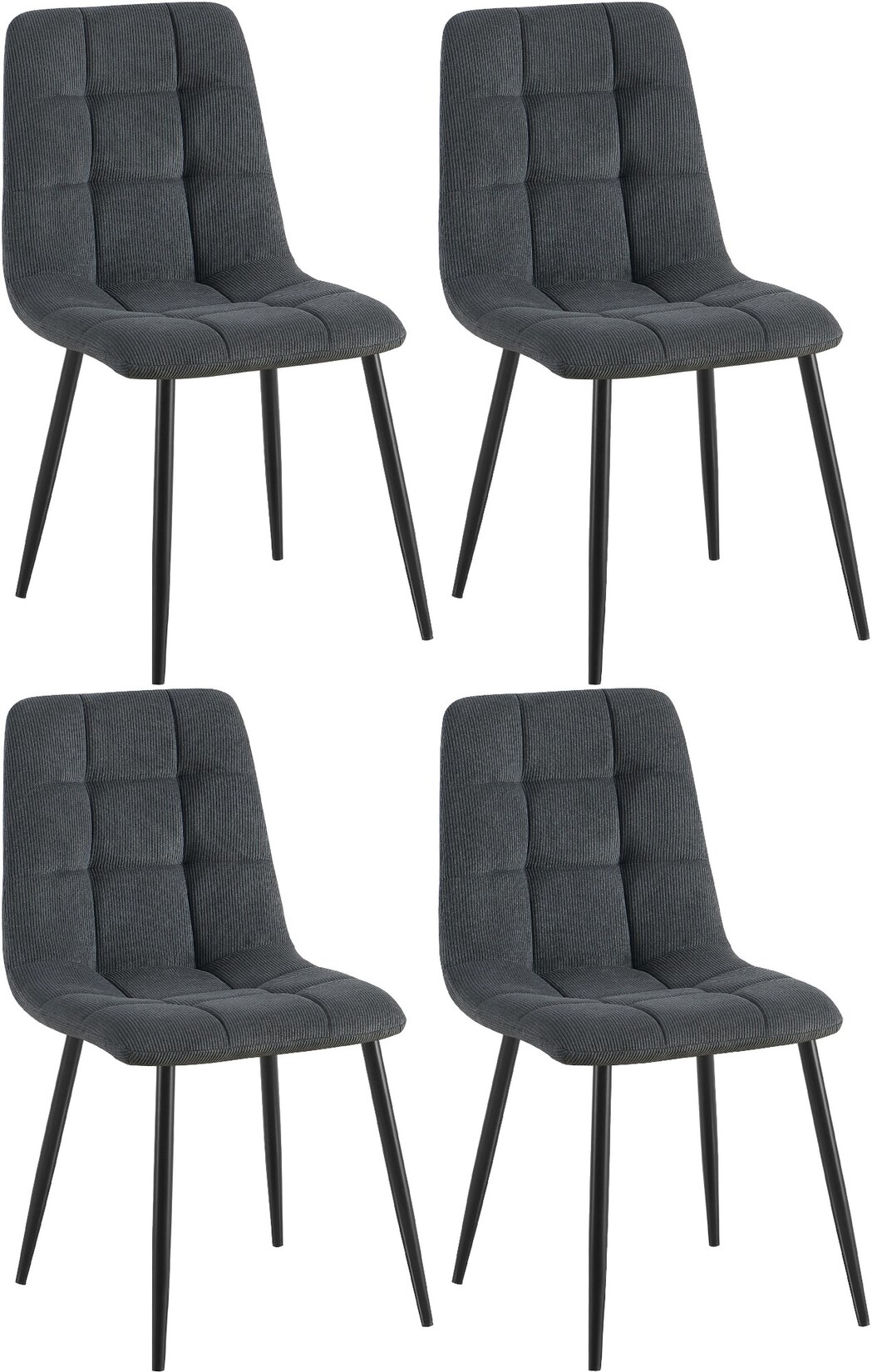 CLP 4er Set Esszimmerstuhl Tilde, Küchenstühle gepolstert mit gestepptem Bezug, Polsterstühle mit Metallgestell, bis 150 kg belastbar | 04255716372019