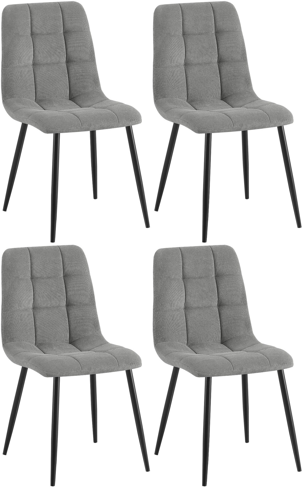CLP 4er Set Esszimmerstuhl Tilde, K&uuml;chenst&uuml;hle gepolstert mit gestepptem Bezug, Polsterst&uuml;hle mit Metallgestell, bis 150 kg belastbar - Bild 1
