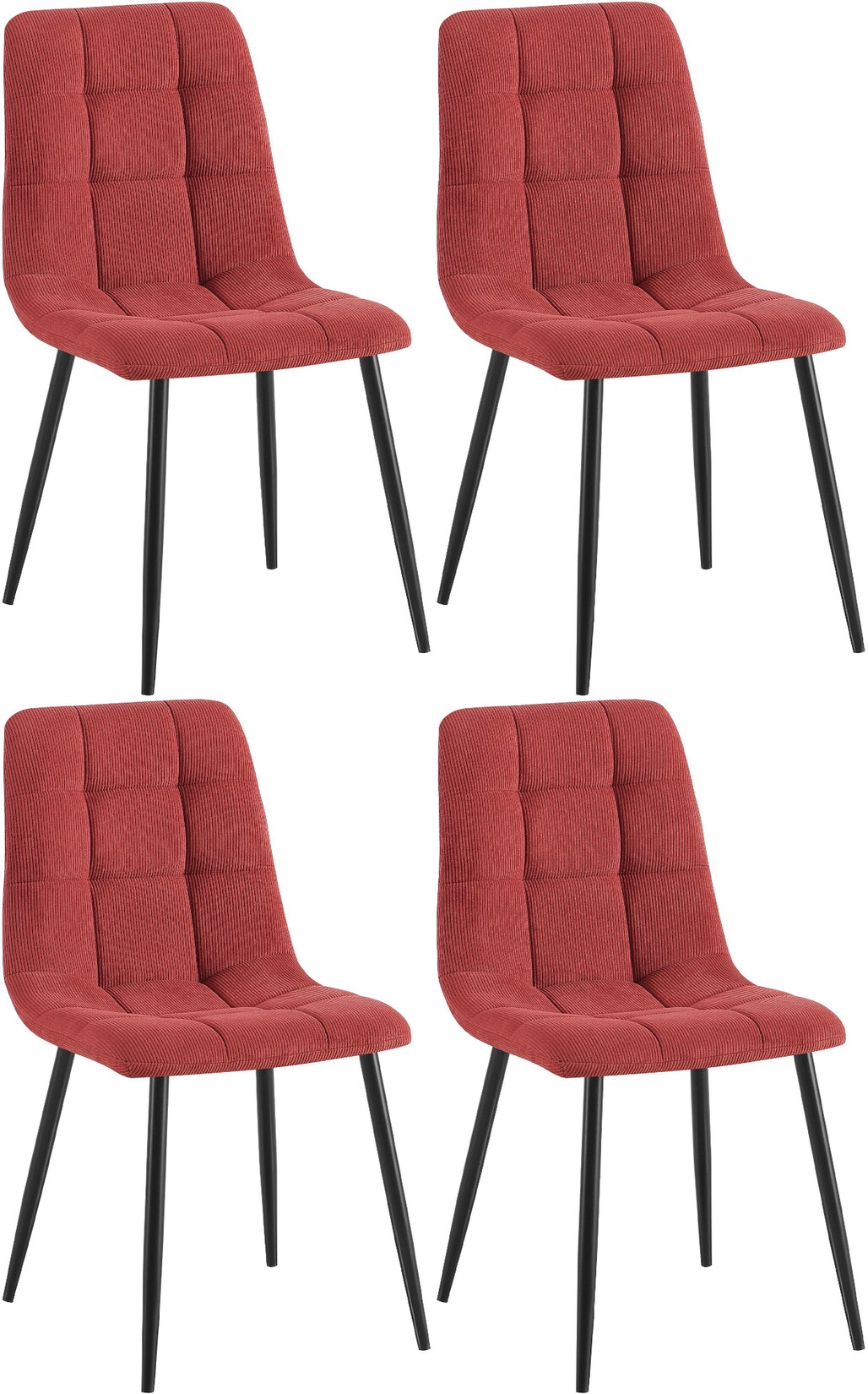 CLP 4er Set Esszimmerstuhl Tilde, Küchenstühle gepolstert mit gestepptem Bezug, Polsterstühle mit Metallgestell, bis 150 kg belastbar | 04255716372095