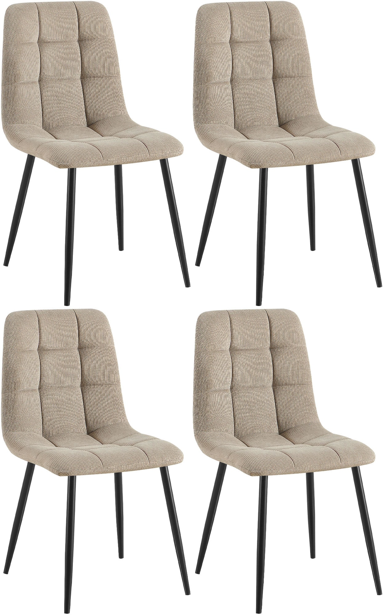 CLP 4er Set Esszimmerstuhl Tilde, K&uuml;chenst&uuml;hle gepolstert mit gestepptem Bezug, Polsterst&uuml;hle mit Metallgestell, bis 150 kg belastbar - Bild 1