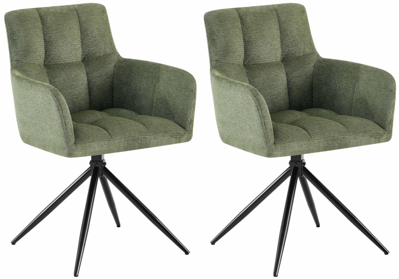 CLP Esszimmerstühle 2er Set, Sessel Jonah drehbar mit Armlehnen, moderne Drehstühle mit Stoff für Wohnzimmer, bis 150 kg belastbar