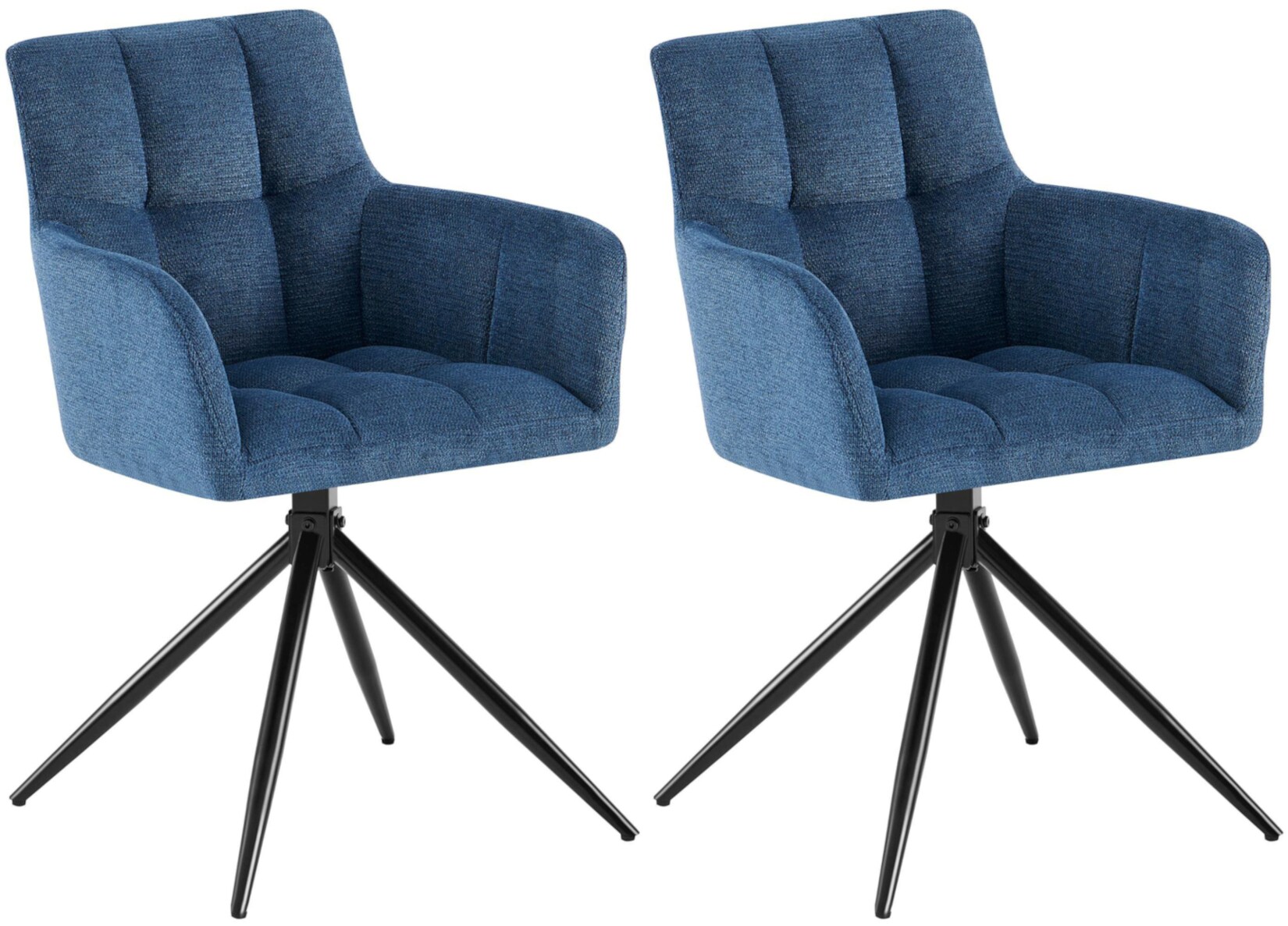 CLP Esszimmerstühle 2er Set, Sessel Jonah drehbar mit Armlehnen, moderne Drehstühle mit Stoff für Wohnzimmer, bis 150 kg belastbar