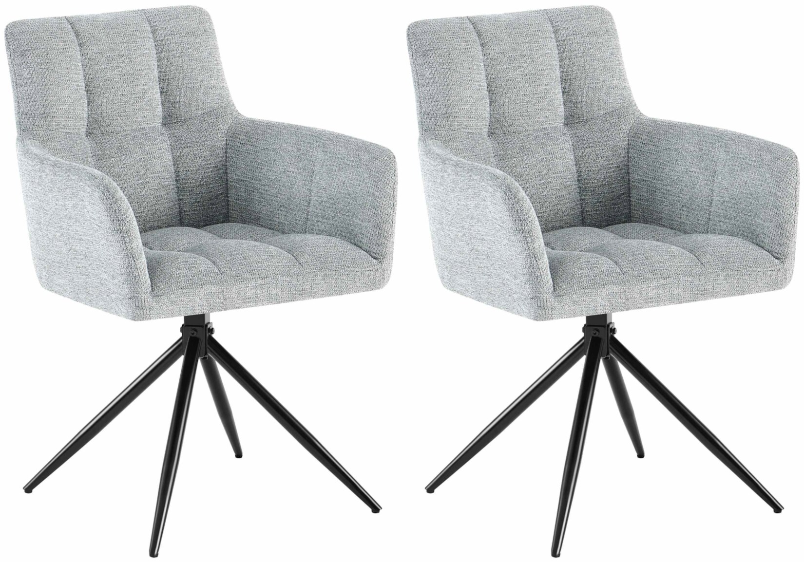 CLP Esszimmerstühle 2er Set, Sessel Jonah drehbar mit Armlehnen, moderne Drehstühle mit Stoff für Wohnzimmer, bis 150 kg belastbar
