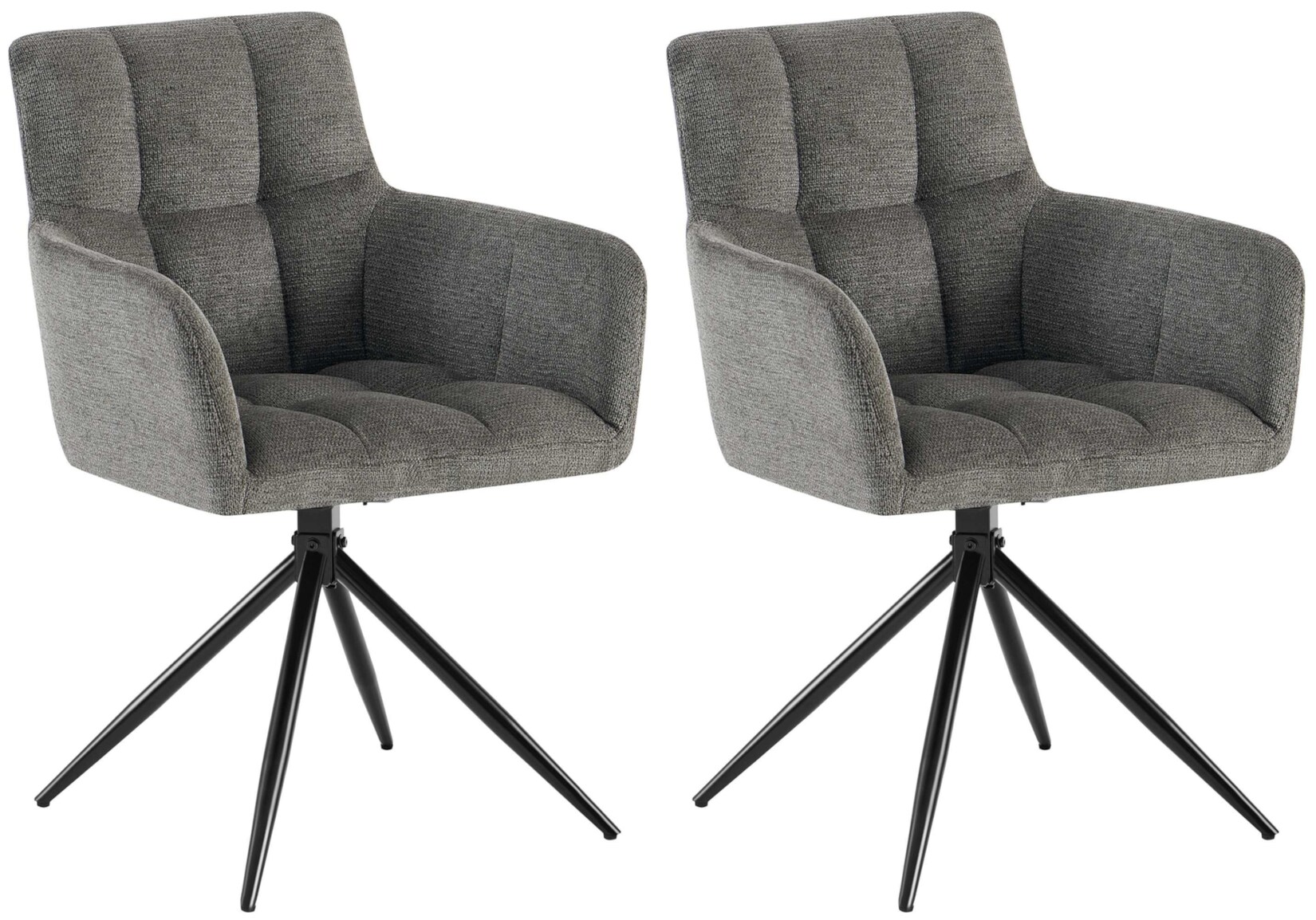 CLP Esszimmerstühle 2er Set, Sessel Jonah drehbar mit Armlehnen, moderne Drehstühle mit Stoff für Wohnzimmer, bis 150 kg belastbar | 04255716372279