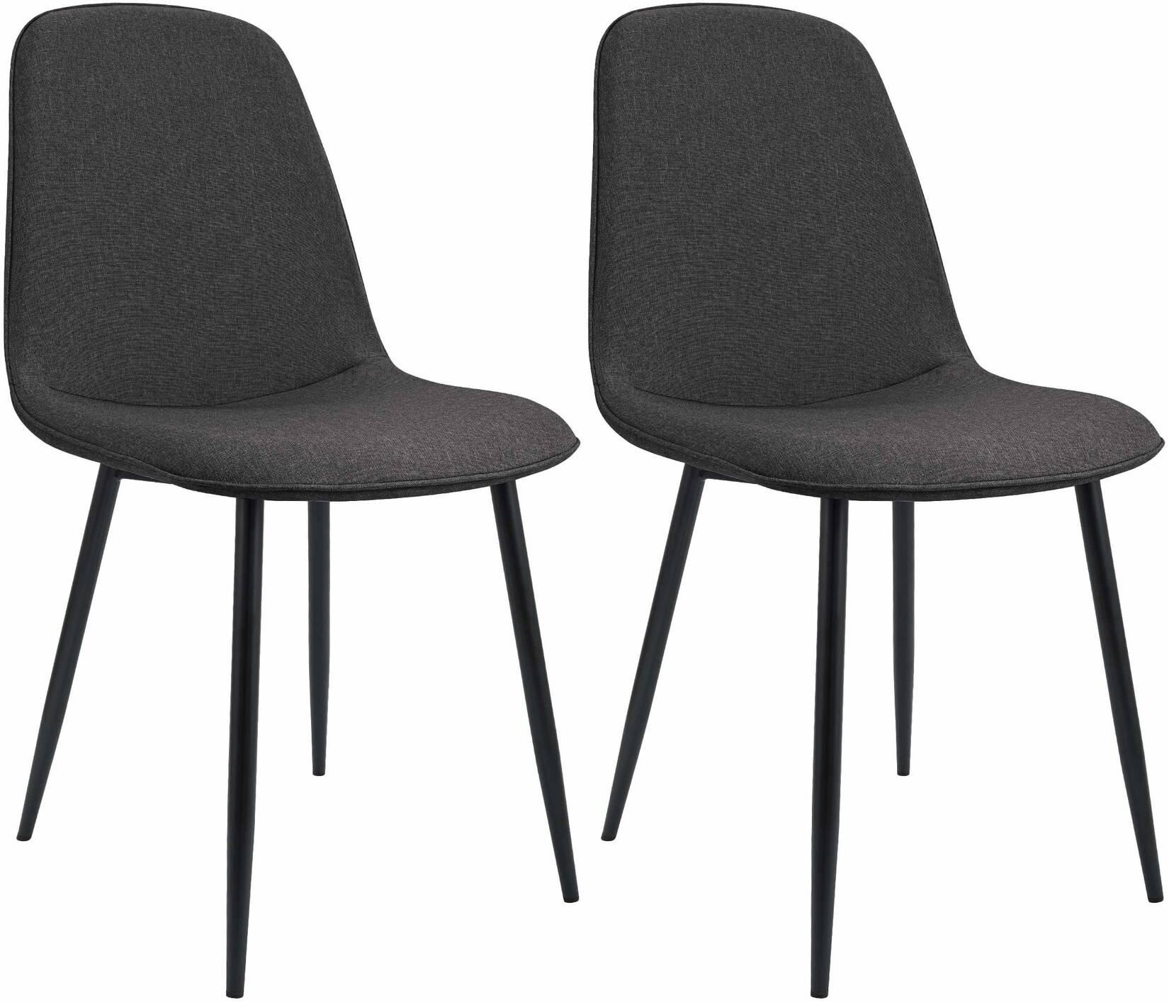CLP Esszimmerstuhl 2er Set gepolstert Maryam, Küchenstuhl mit Rückenlehne und schwarzem Metallgestell, bis 150 kg belastbar