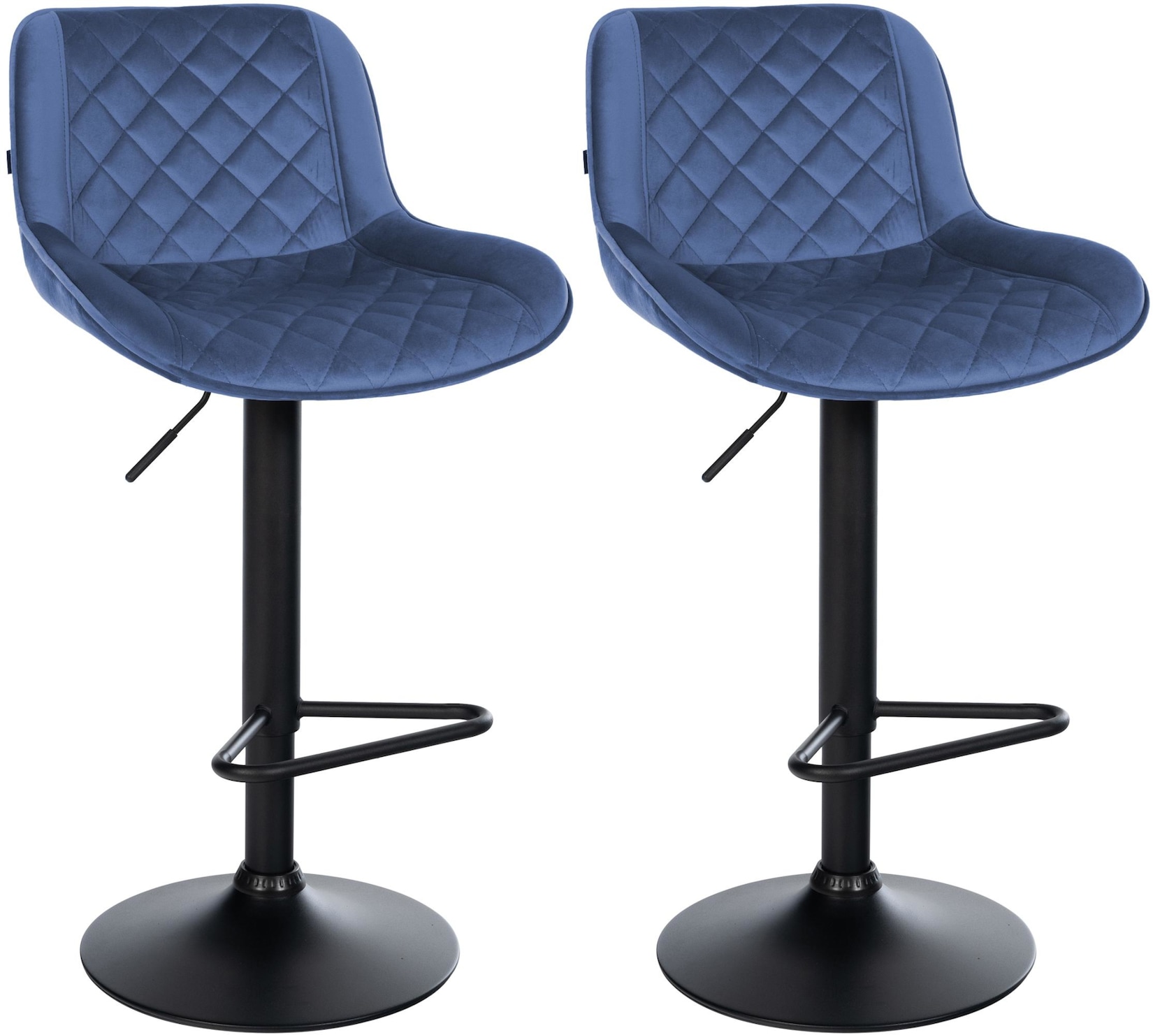 CLP Barhocker 2er Set, Barstuhl Kasson höhenverstellbar und drehbar mit Rückenlehne, modern mit Fußablage und gepolsterter Sitz