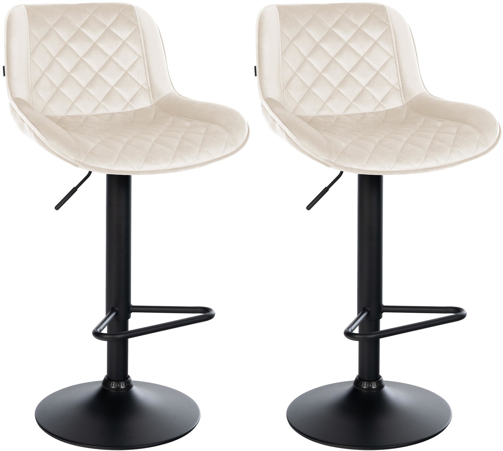 CLP Barhocker 2er Set, Barstuhl Kasson höhenverstellbar und drehbar mit Rückenlehne, modern mit Fußablage und gepolsterter Sitz