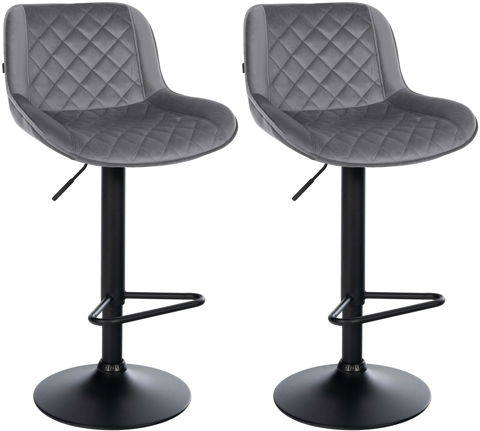 CLP Barhocker 2er Set, Barstuhl Kasson höhenverstellbar und drehbar mit Rückenlehne, modern mit Fußablage und gepolsterter Sitz