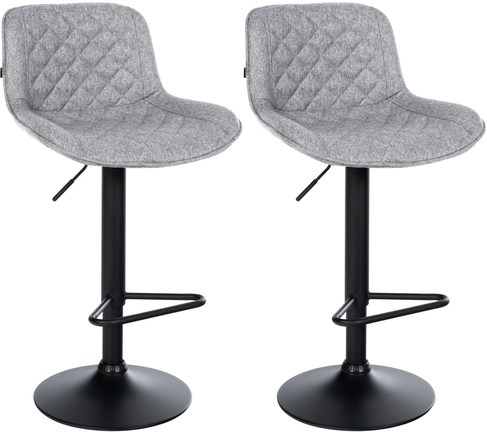 CLP Barhocker 2er Set, Barstuhl Kasson höhenverstellbar und drehbar mit Rückenlehne, modern mit Fußablage und gepolsterter Sitz