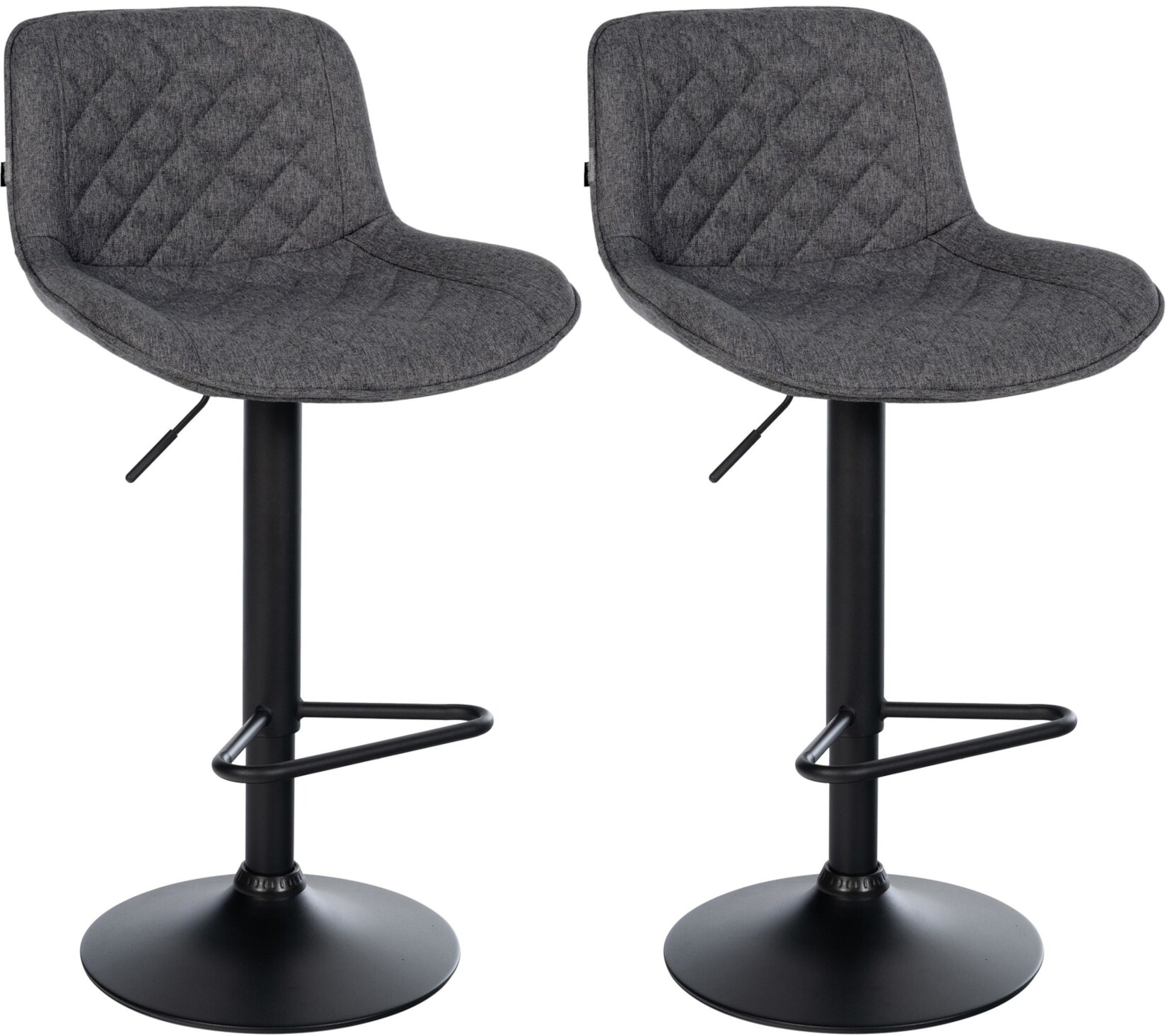 CLP Barhocker 2er Set, Barstuhl Kasson höhenverstellbar und drehbar mit Rückenlehne, modern mit Fußablage und gepolsterter Sitz